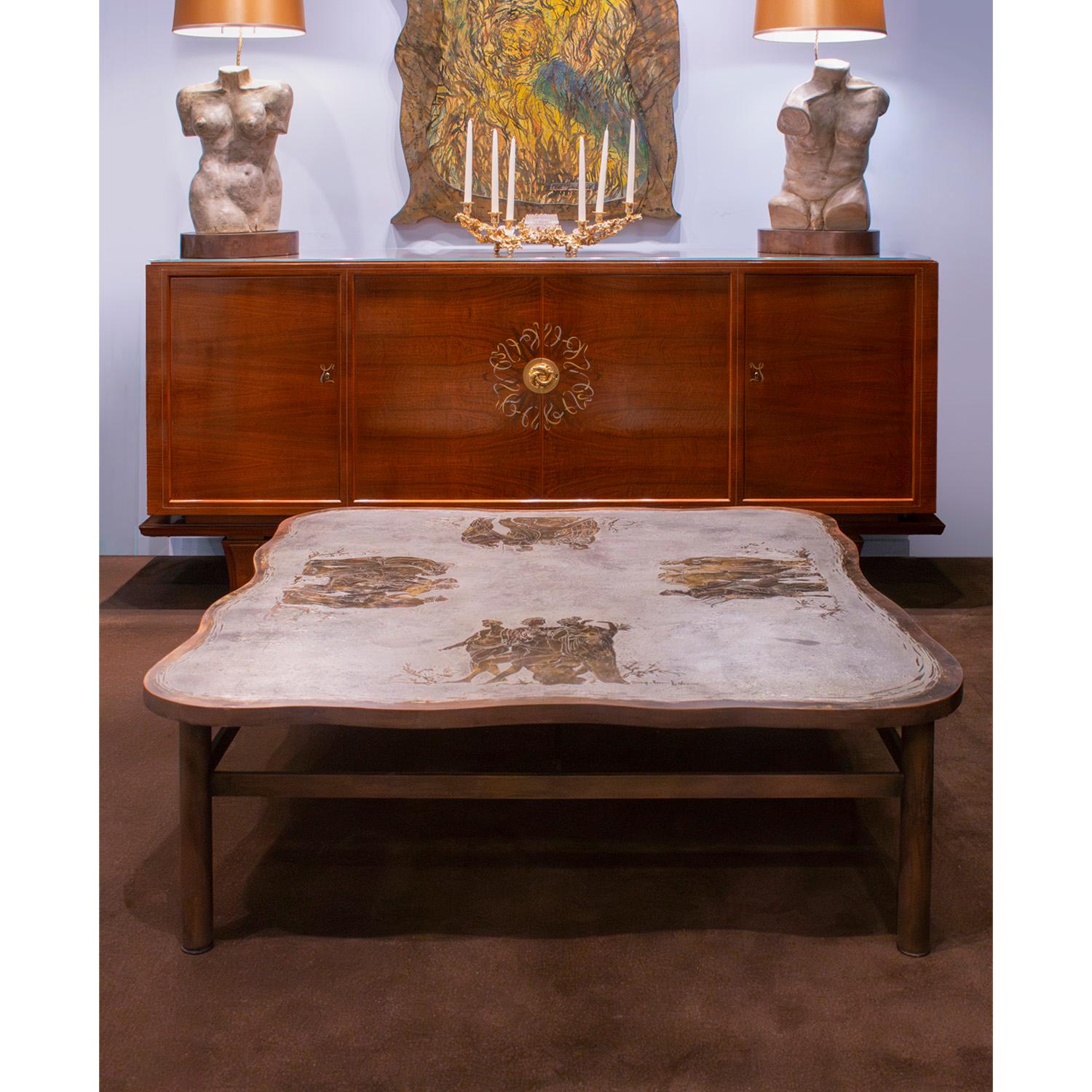 Bronze Table basse iconique unique de Philip & Kelvin LaVerne des années 1970 (signée) en vente