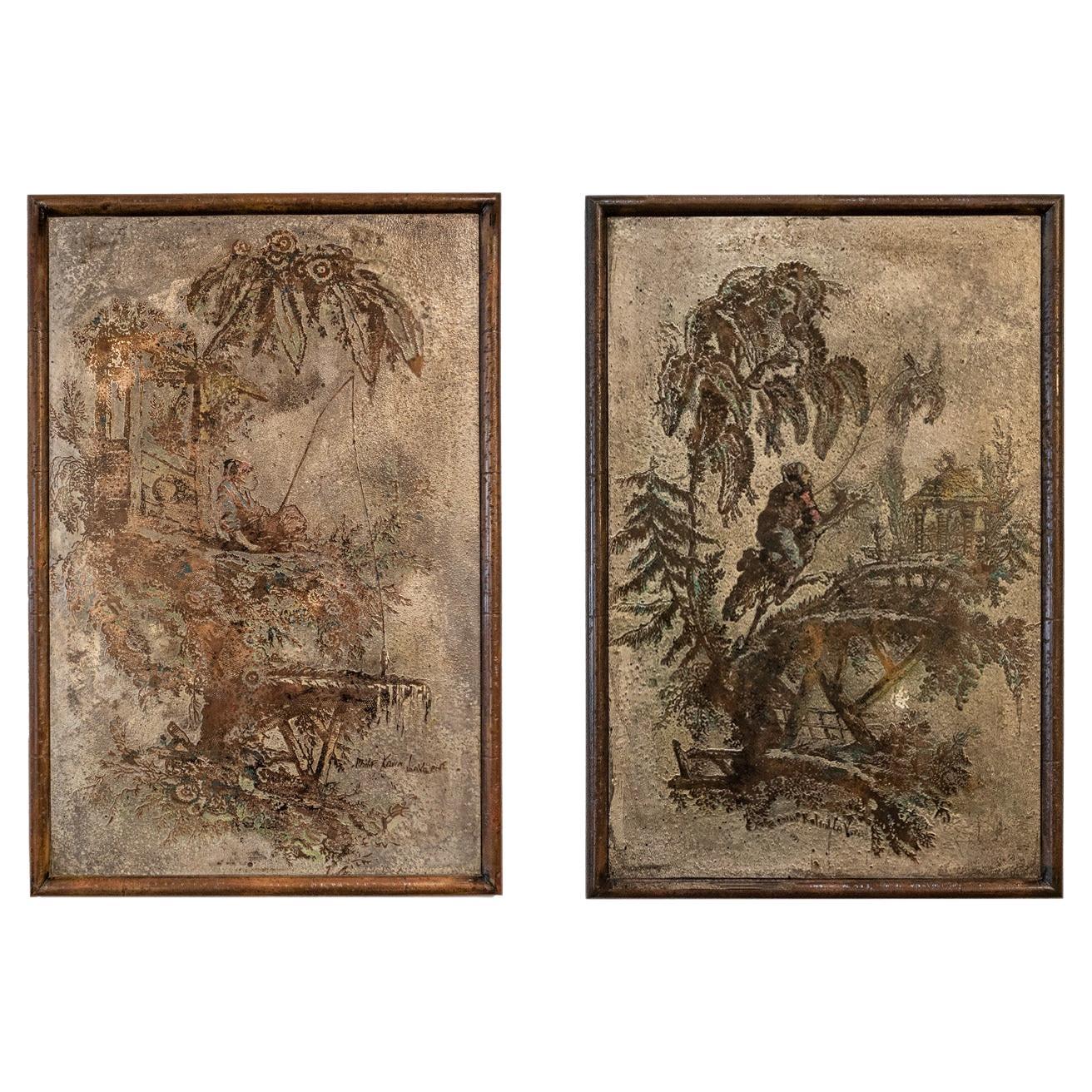 Philip & Kelvin Laverne Iconic Pair of "Chinois Plaques", 1960s, 'Signed' For Sale