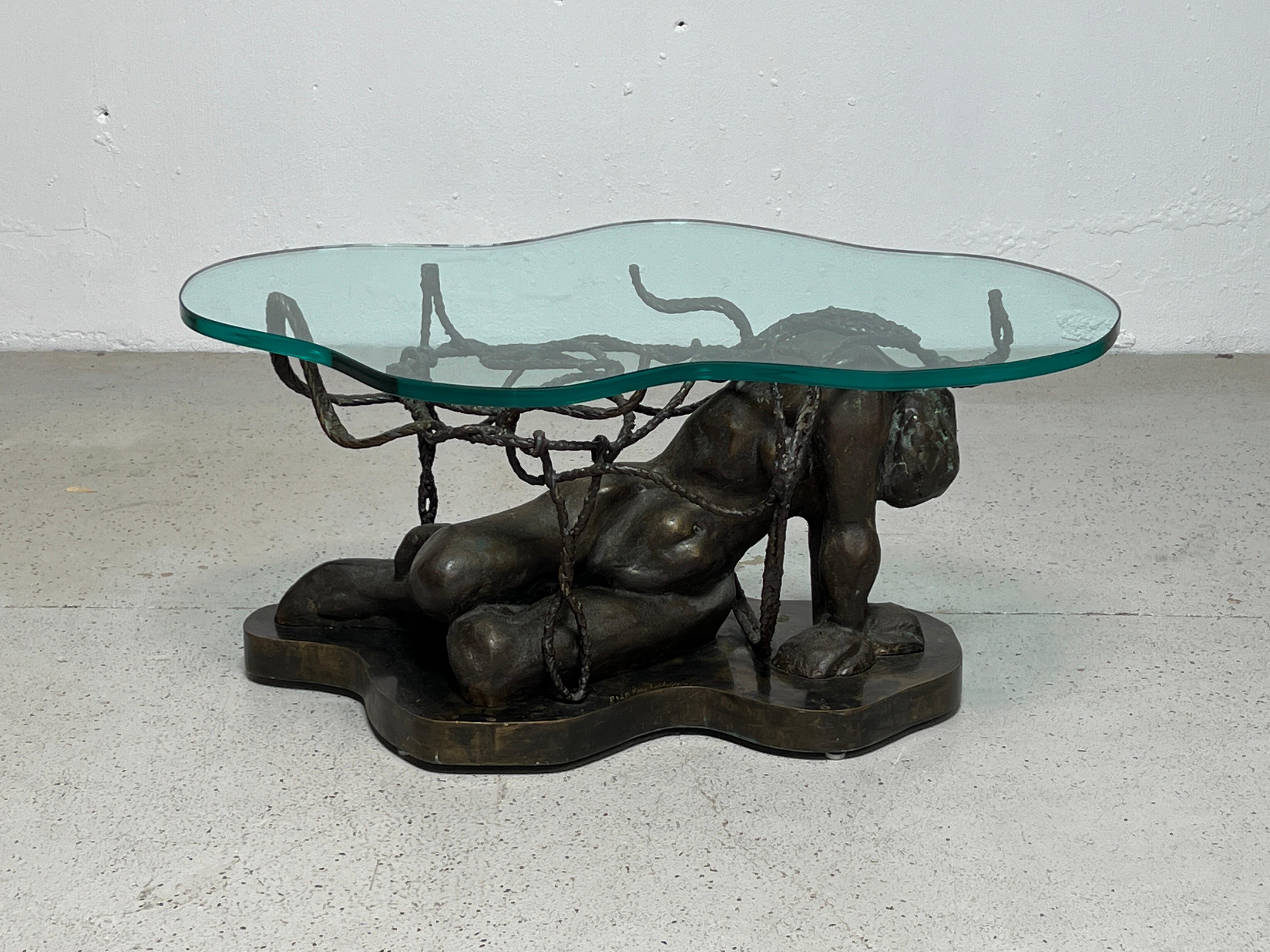 Sculpted bronze “Persephone Enslaved” coffee table by Philip & Kelvin LaVerne. Signed on base.