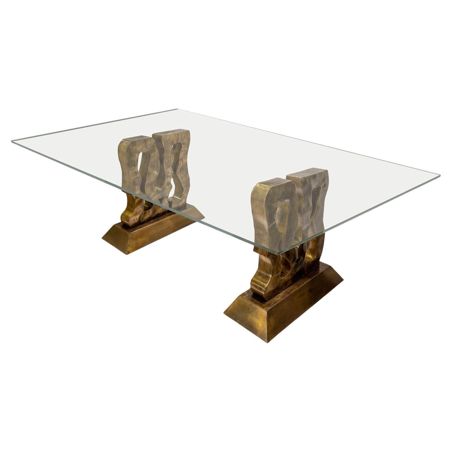 Philip & Kelvin LaVerne Rare and Important Sculpture Dining Table 1980s (Signed) For Sale