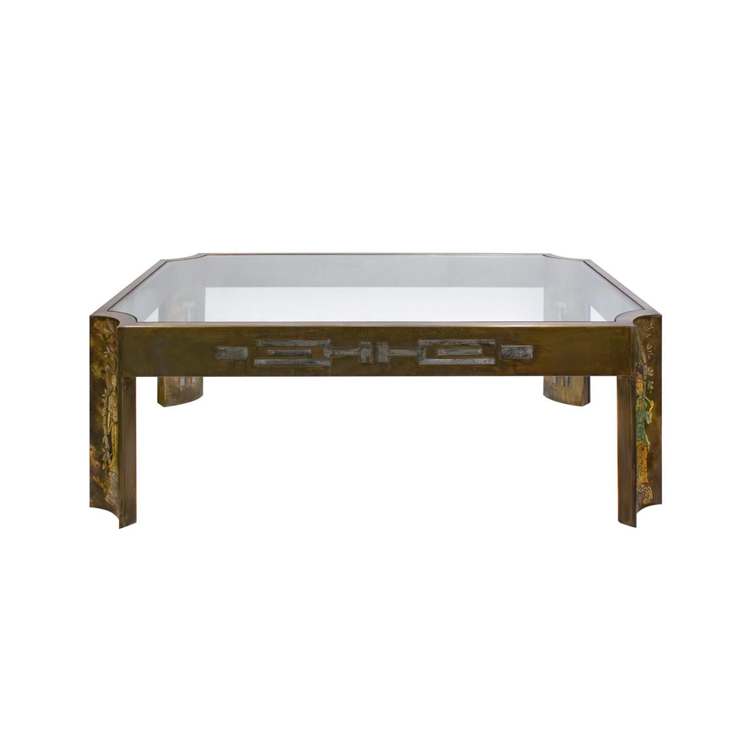 Fait main Table basse rare Philip & Kelvin LaVerne avec motif chinois des années 1970 (signé) en vente