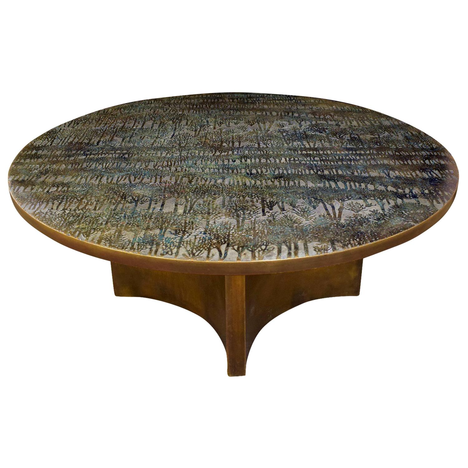 Philip & Kelvin LaVerne Rare "Eternal Forest" Coffee Table, 1960s 'Signed'