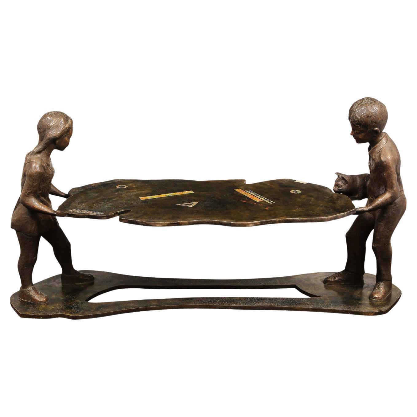 Philip & Kelvin LaVerne Rare "Generation" Sculpture Table 1970s 'Signed'