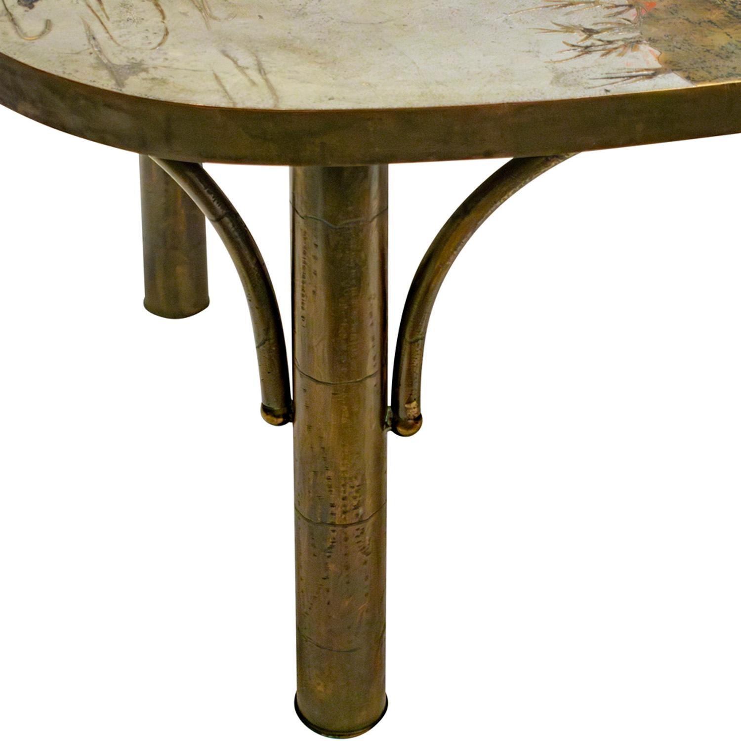 Hand-Crafted Philip & Kelvin LaVerne Rare Large Rectangular Chan Coffee Table 1960s (Signed) For Sale
