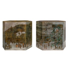 Philip and Kelvin LaVerne Rara coppia di tavoli cubici esagonali Lo Ta 1960s (Firmato)