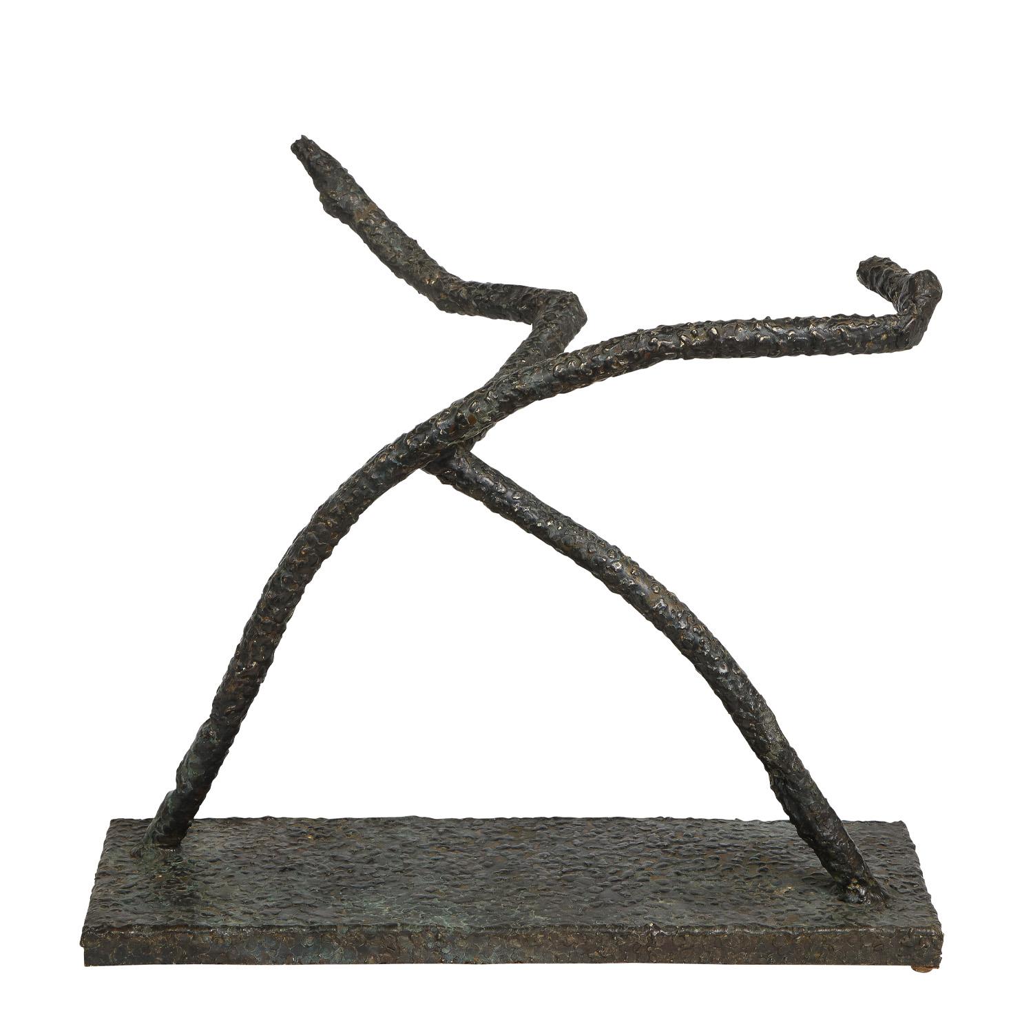 One-of-a-kind sculpture, The Runner, in hand-brazed and textured bronze by Philip & Kelvin LaVerne, American 1970's (signed 