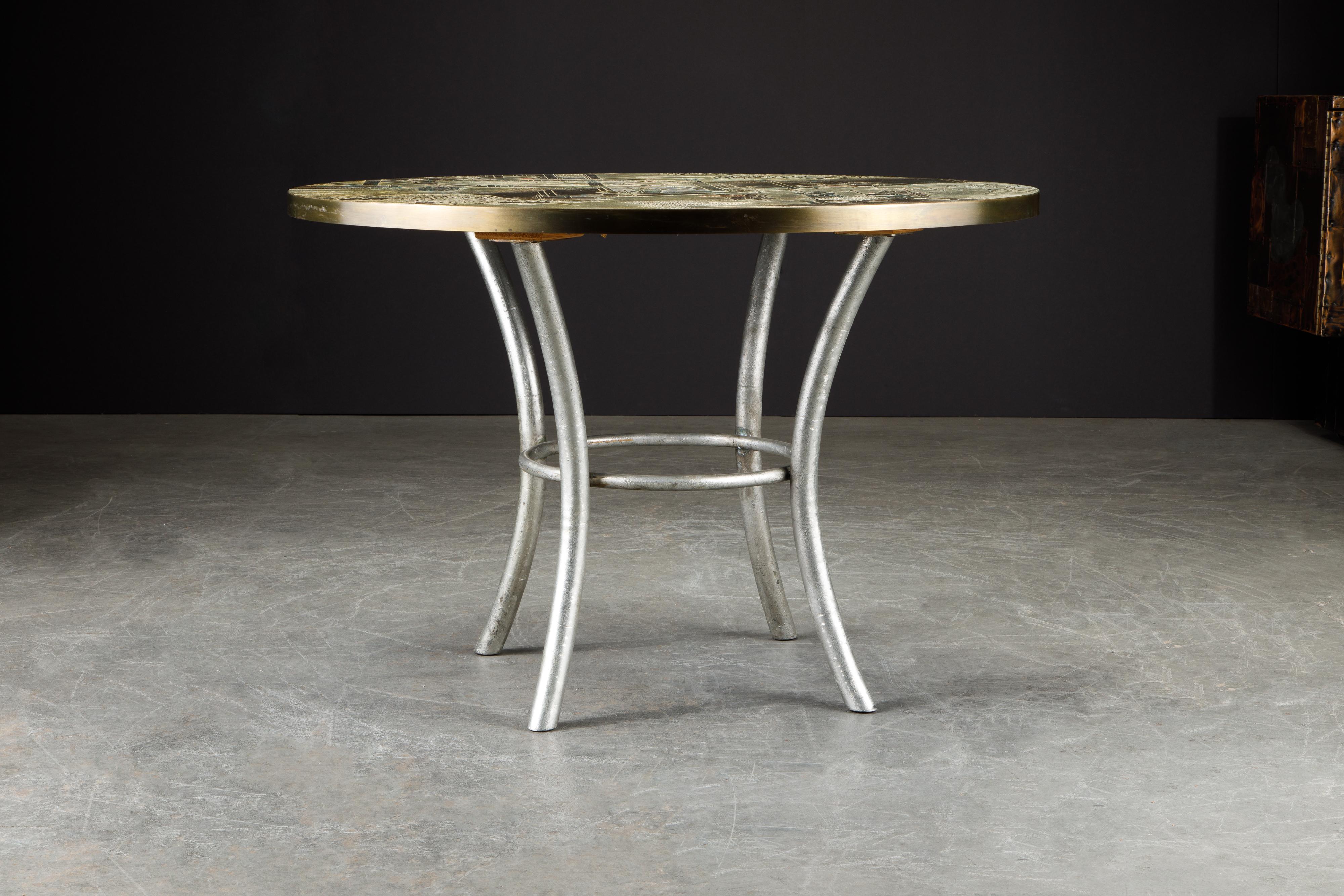 This is a rare example of the Classic and highly sought after 'Chan' cocktail table but in a special form of a game table which can also be used as a center table or cafe / dining table, by father and son team, Philip and Kelvin LaVerne, produced in