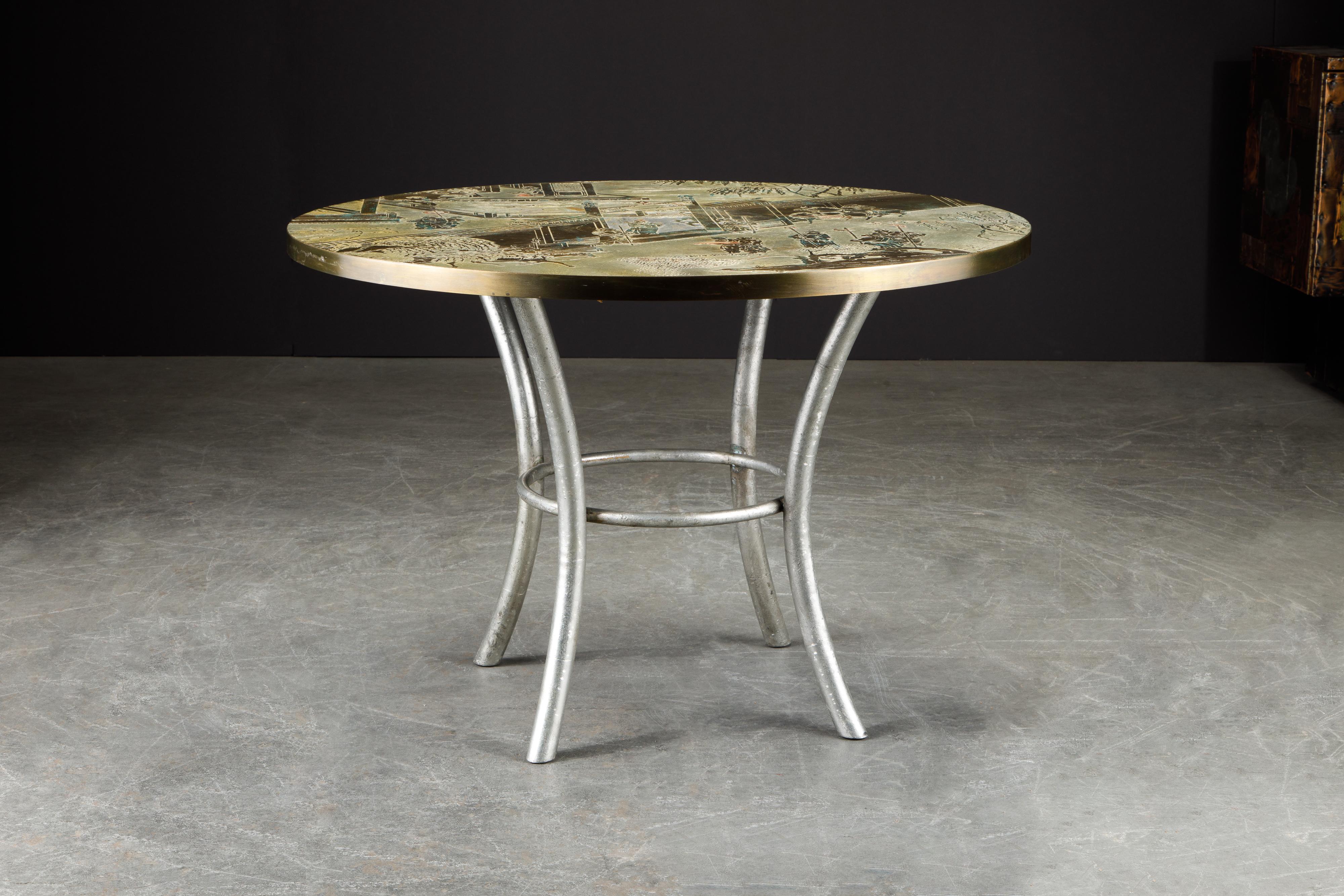 Mid-Century Modern Philip & Table de jeu Kelvin LaVerne Special 'Chan' en bronze:: circa 1965:: signé