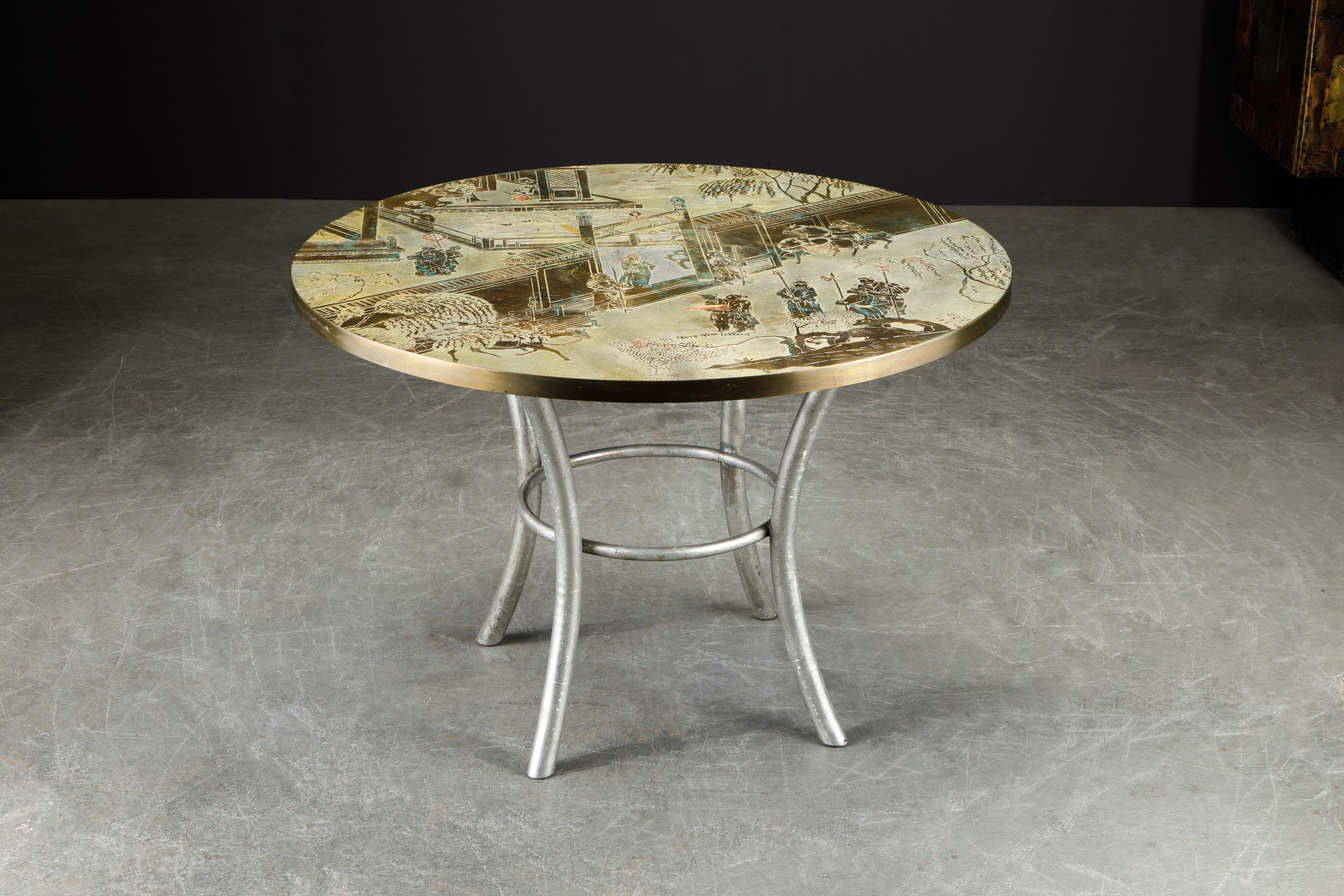 Polychromé Philip & Table de jeu Kelvin LaVerne Special 'Chan' en bronze:: circa 1965:: signé
