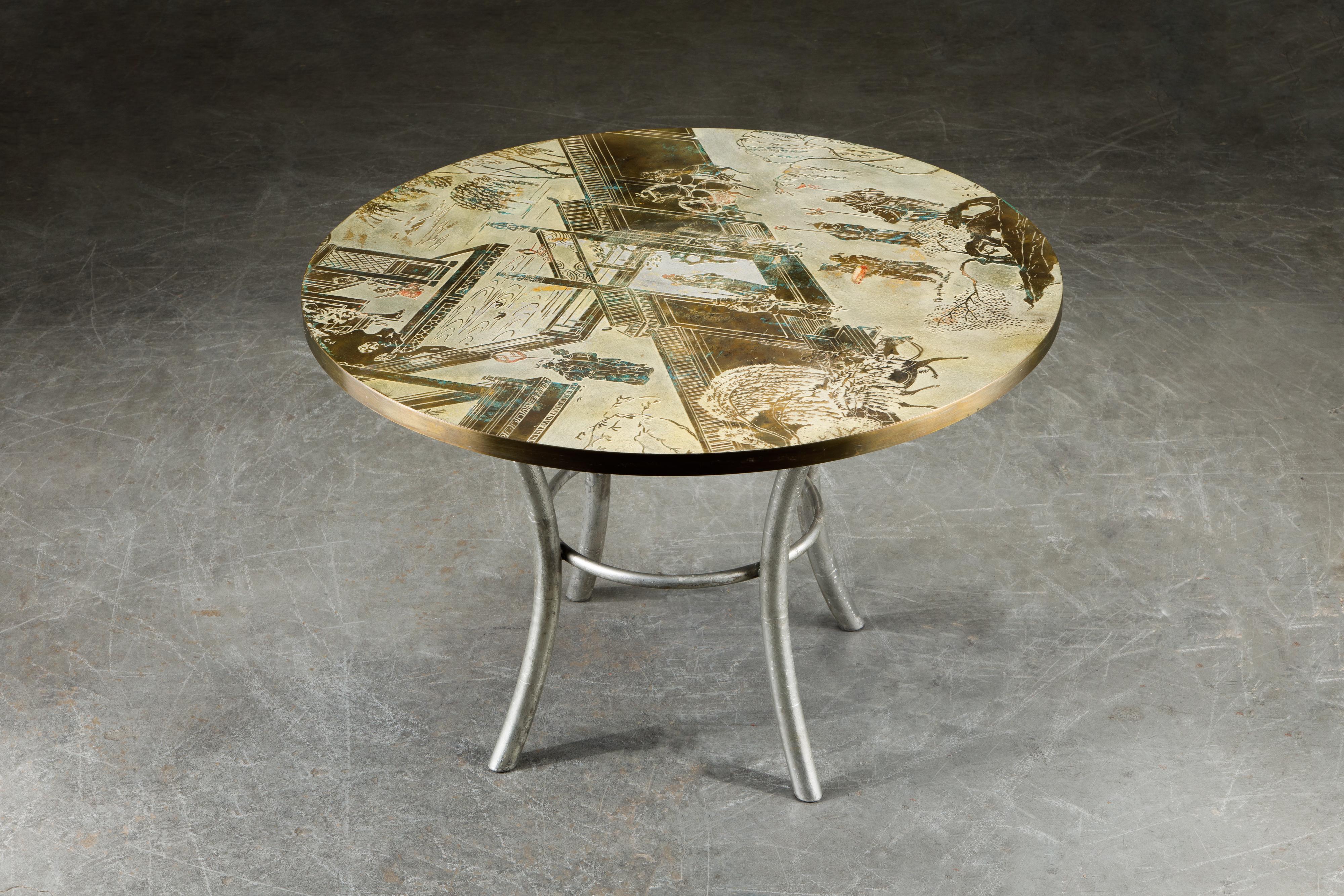 Mid-Century Modern Philip & Kelvin LaVerne Special 'Chan' Bronze Game Table, circa 1965, Signed