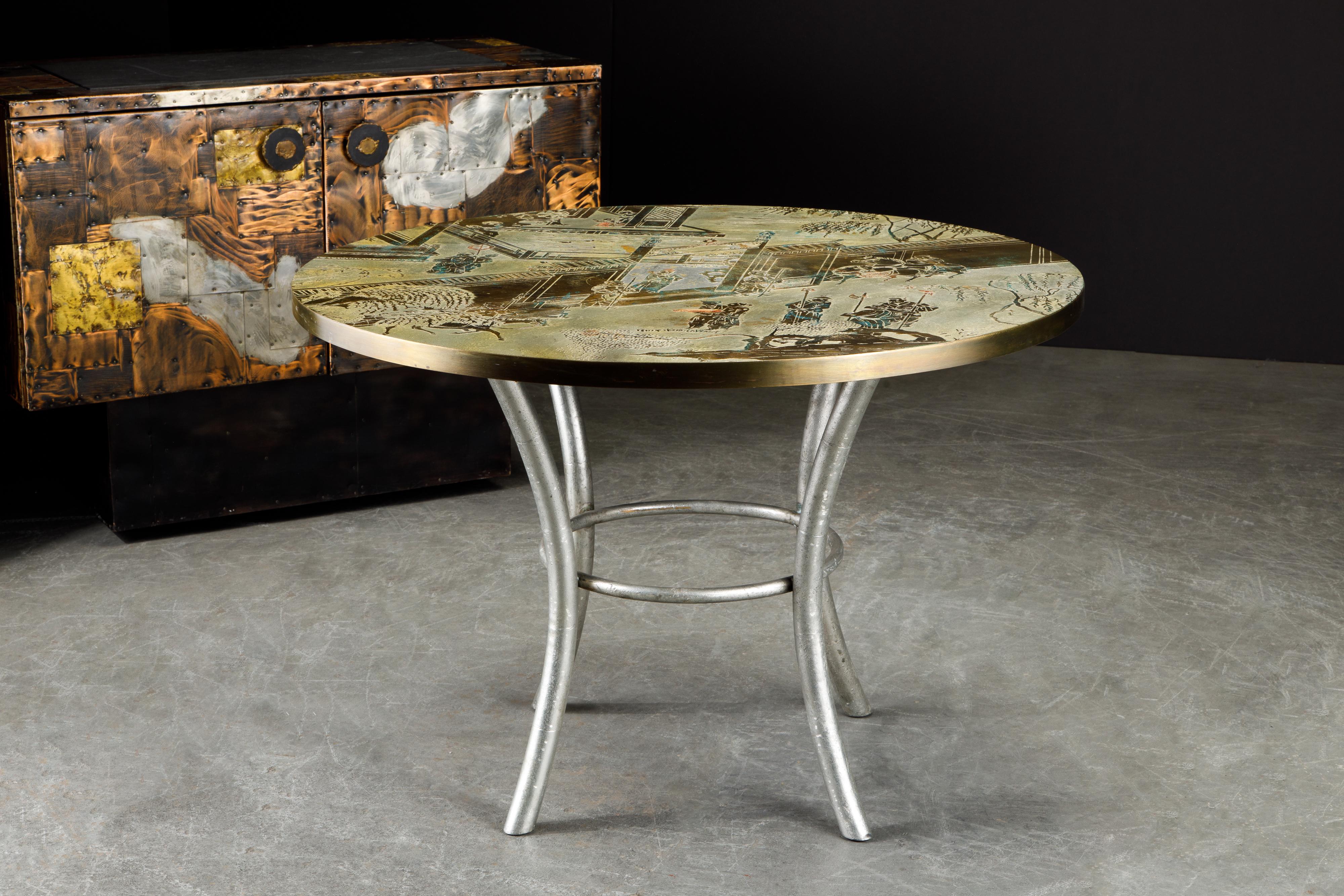Philip & Kelvin LaVerne Special 'Chan' Bronze Game Table, circa 1965, Signed In Good Condition In Los Angeles, CA