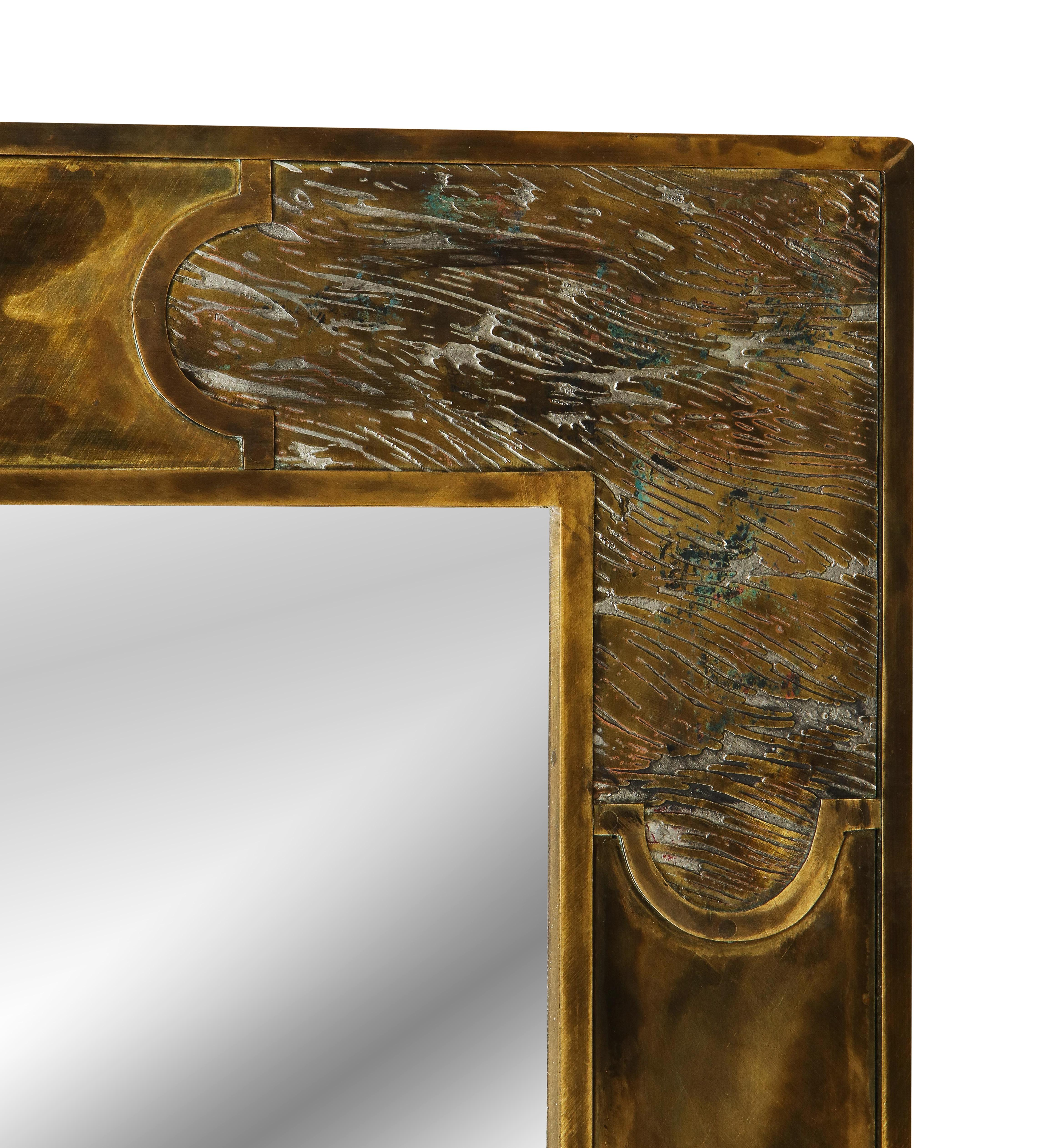Mid-20th Century Philip & Kelvin LaVerne Superb Large Mirror in Bronze and Pewter 1960s 'Signed'