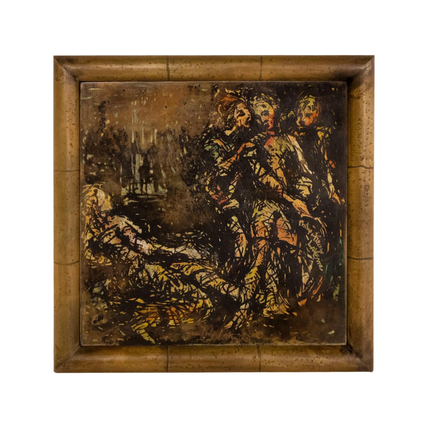 Mid-Century Modern Paire unique de peintures Redemption des années 1960, signée Philip & Kelvin LaVerne en vente