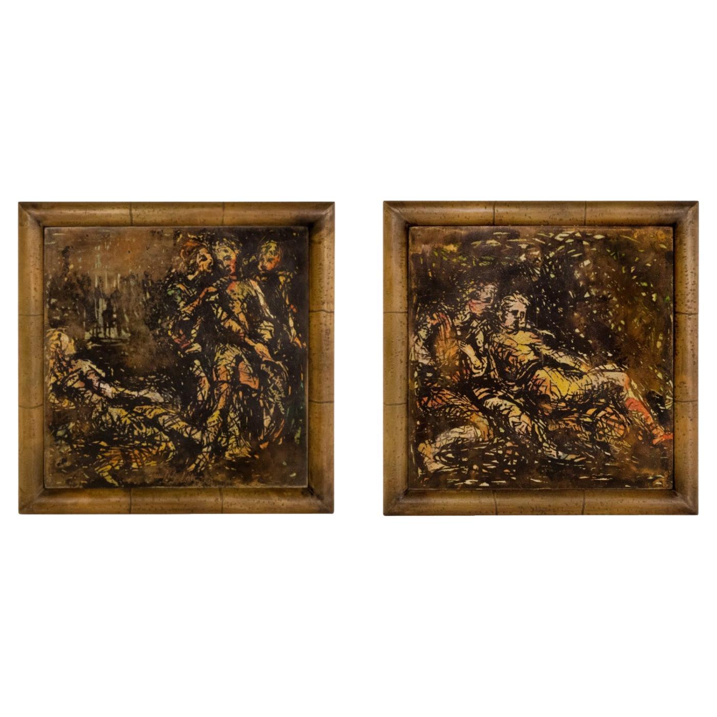 Philip & Kelvin LaVerne Unique Pair of Paintings "Redemption" 1960s 'Signed' For Sale