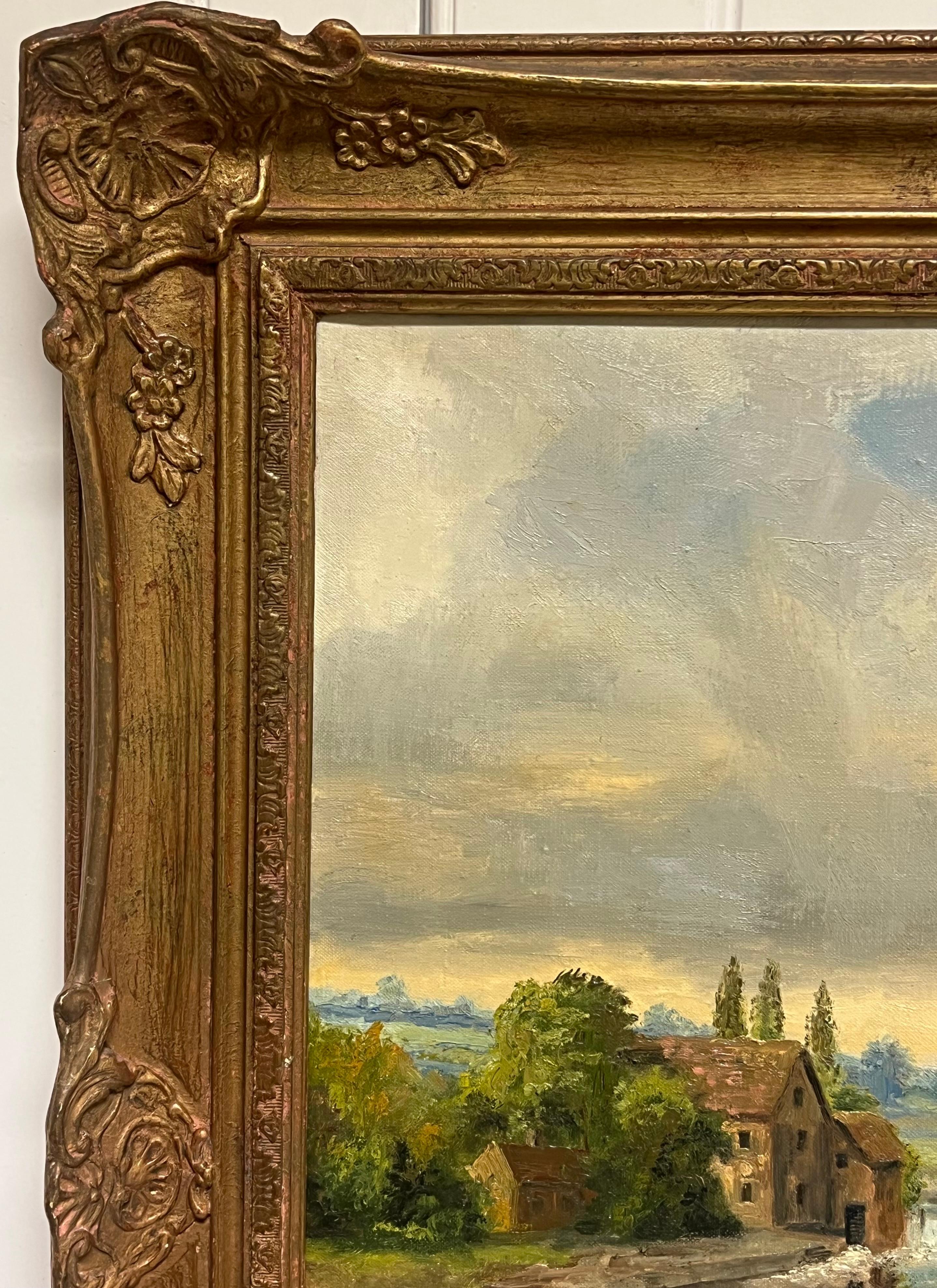 Gran óleo tradicional inglés Antiguo molino de agua en un paisaje rural en venta 2