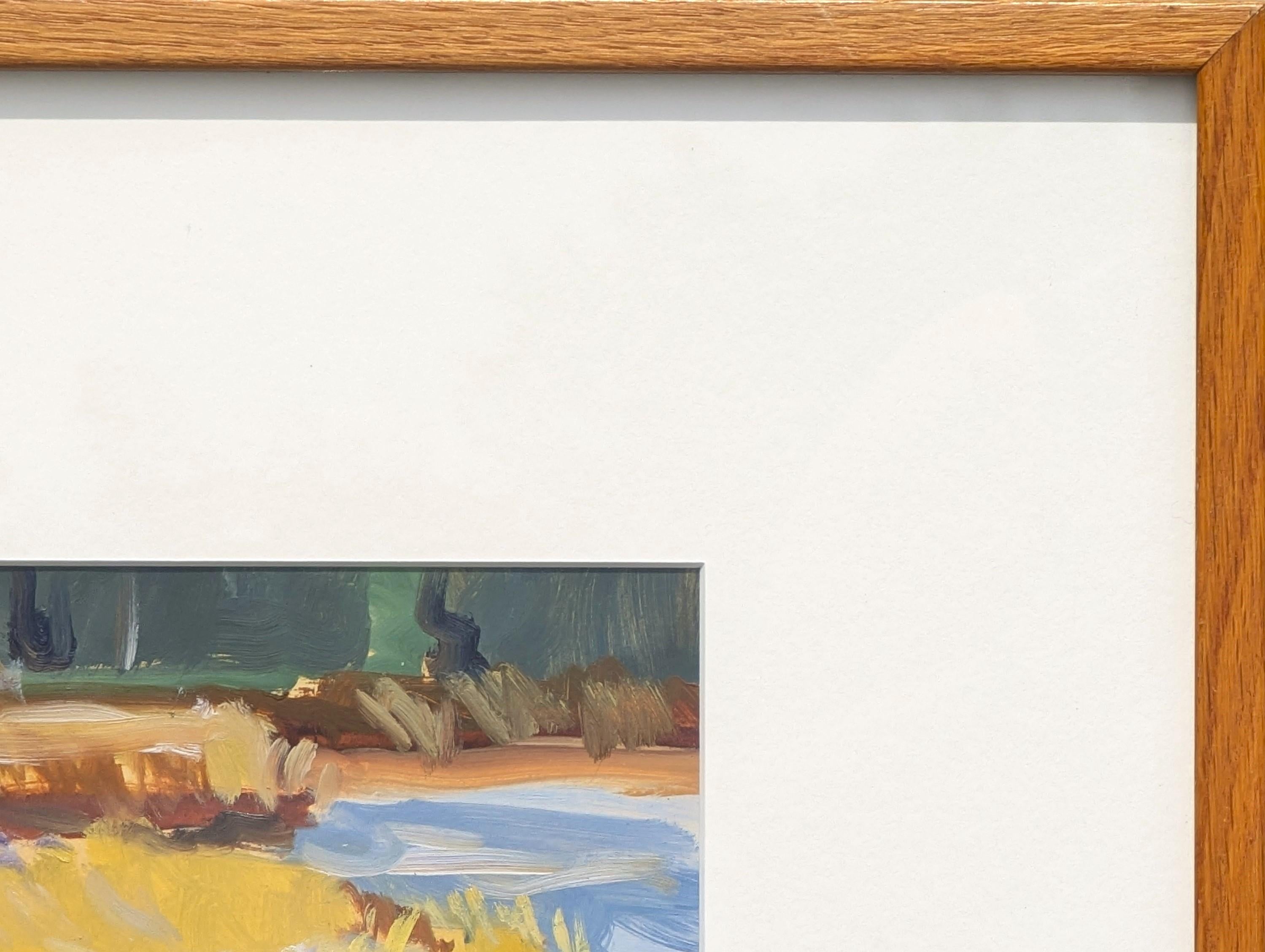 Farbenfrohe Feuchtgebietslandschaft des amerikanischen Künstlers Philip Koch. Das Werk zeichnet sich durch helle, ausdrucksstarke Striche aus, die die Bewegung des Sumpfgrases einfangen. Signiert vom Künstler in der linken unteren Ecke der