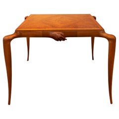 Philip LaVerne Important Sculpture Game Table with Carved Hands 1960s, 'Signed'