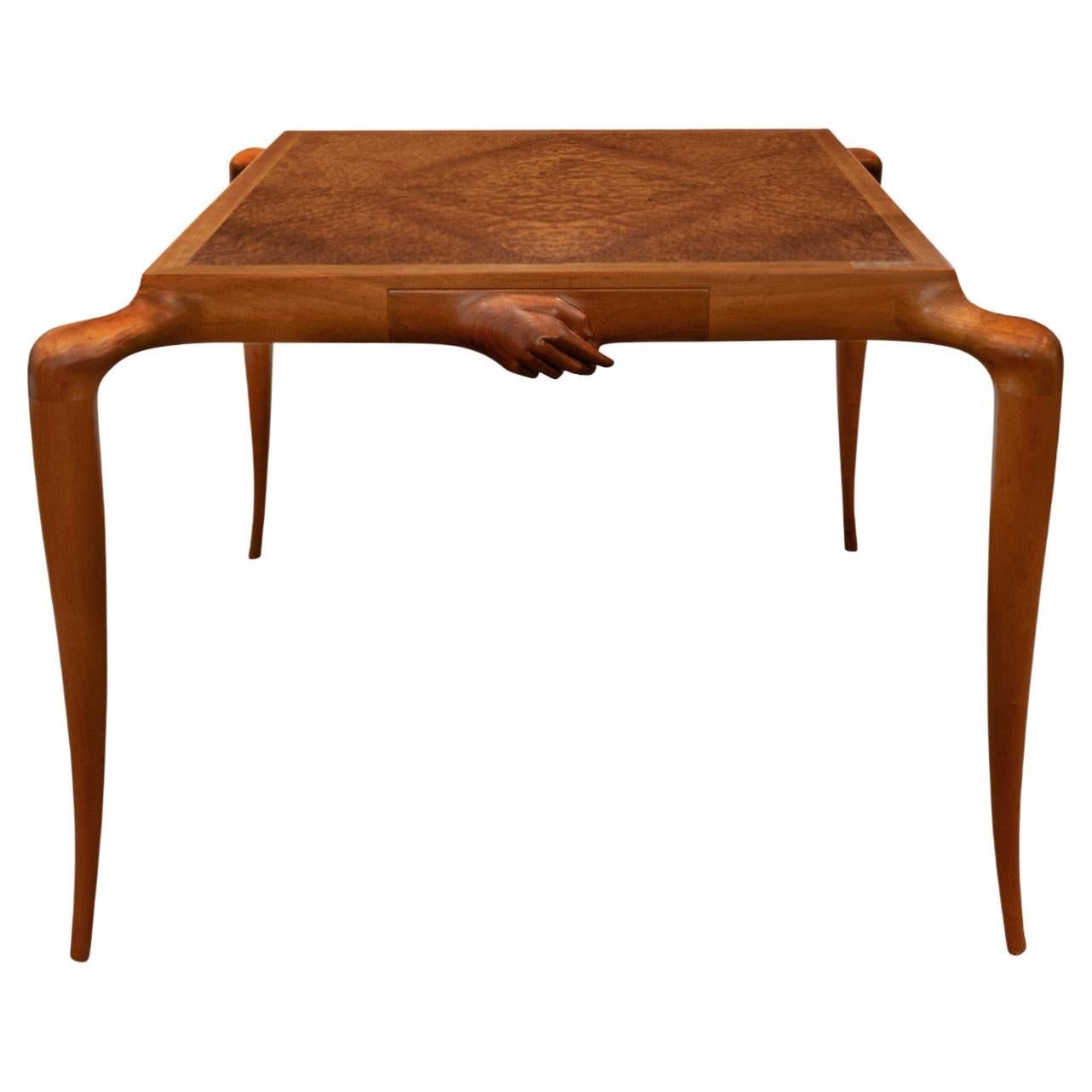 Philip LaVerne Important Sculpture Game Table with Carved Hands 1966, 'Signed'