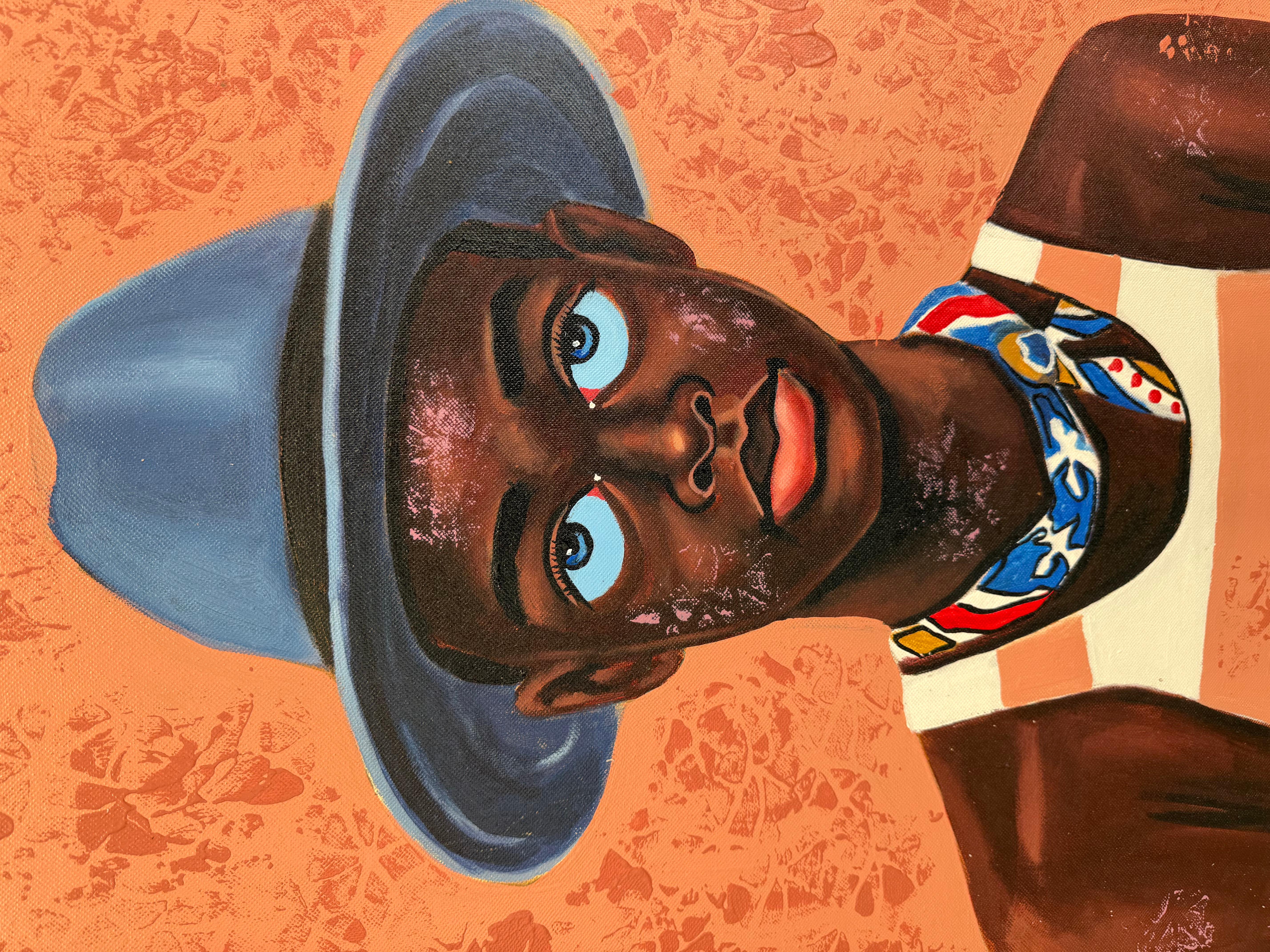 Hüter des Bruders (Beige), Figurative Painting, von Philip Letsu