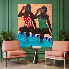 "Jane on Jane" - Colorful Figurative Painting by Ghanaian Philip Letsu, 2022