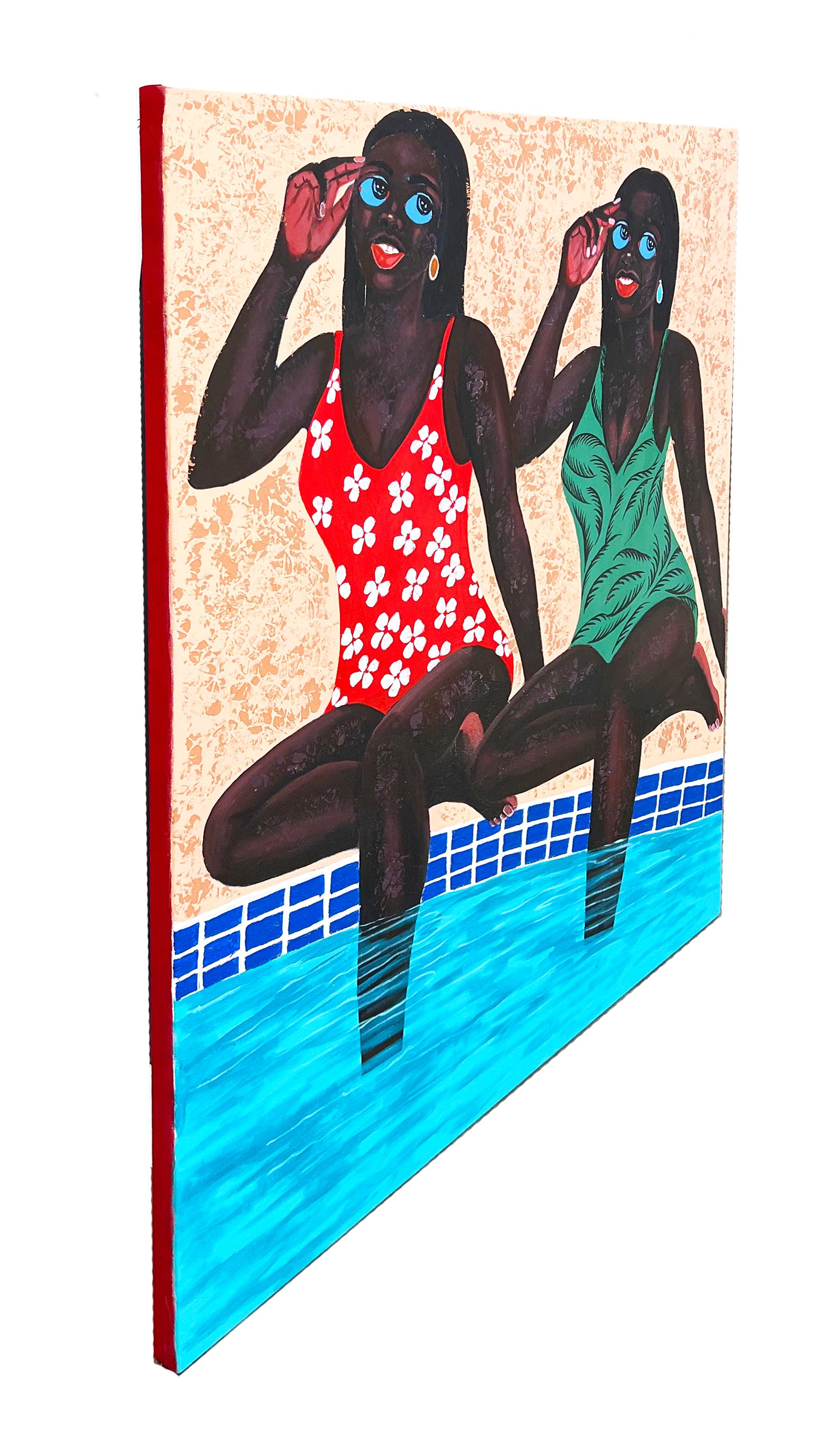 Jane on Jane - Peinture figurative colorée du Ghanaian Philip Letsu, 2022 en vente 2