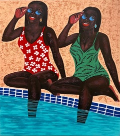 Jane on Jane - Peinture figurative colorée du Ghanaian Philip Letsu, 2022