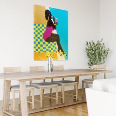 "Pool Fun" - Colorful Figurative Painting by Ghanaian Artist Philip Letsu, 2022