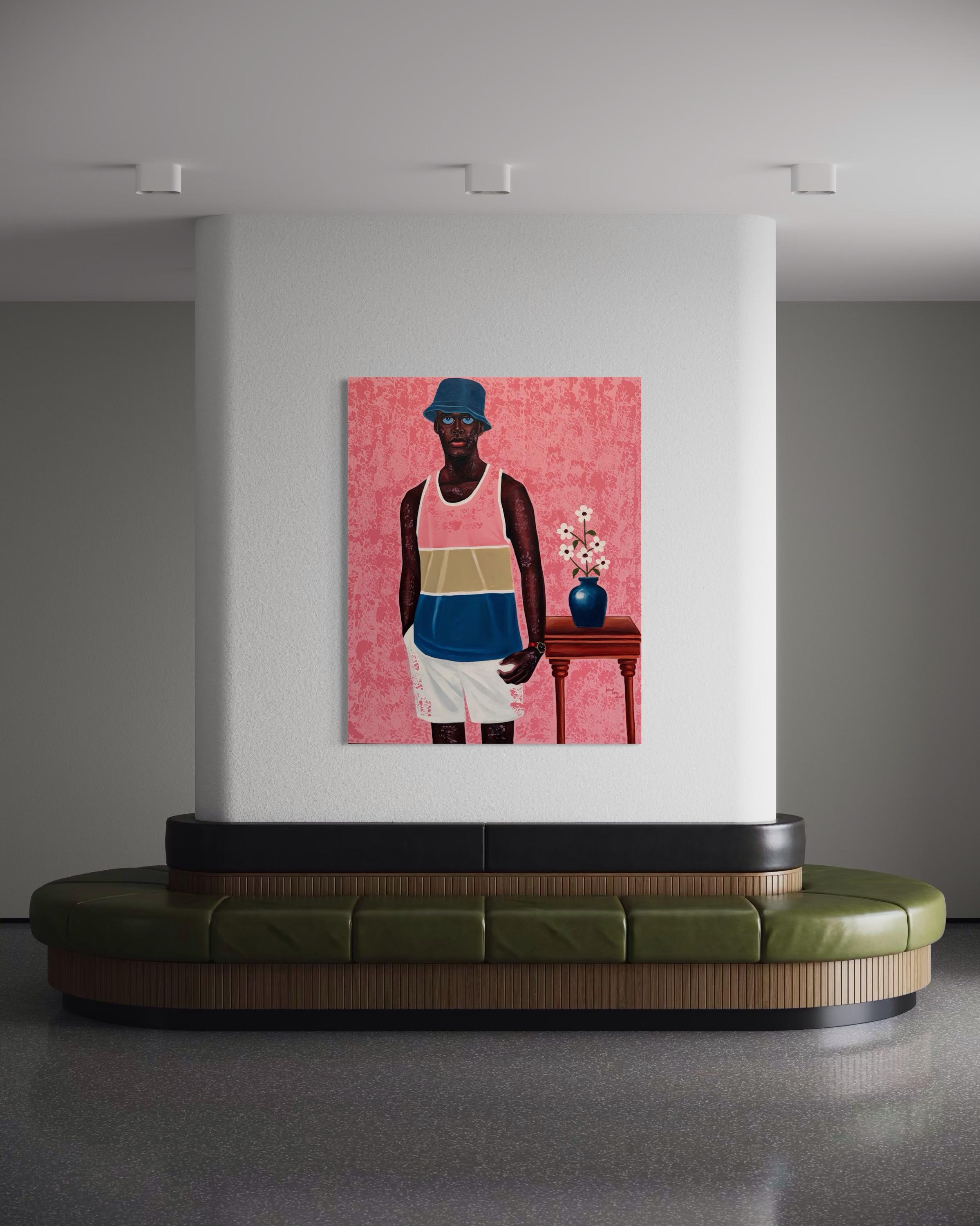 Ready to Go - Pink Figurative Painting by Philip Letsu