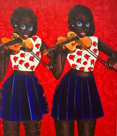 Les reines du violon - Peinture figurative à l'acrylique