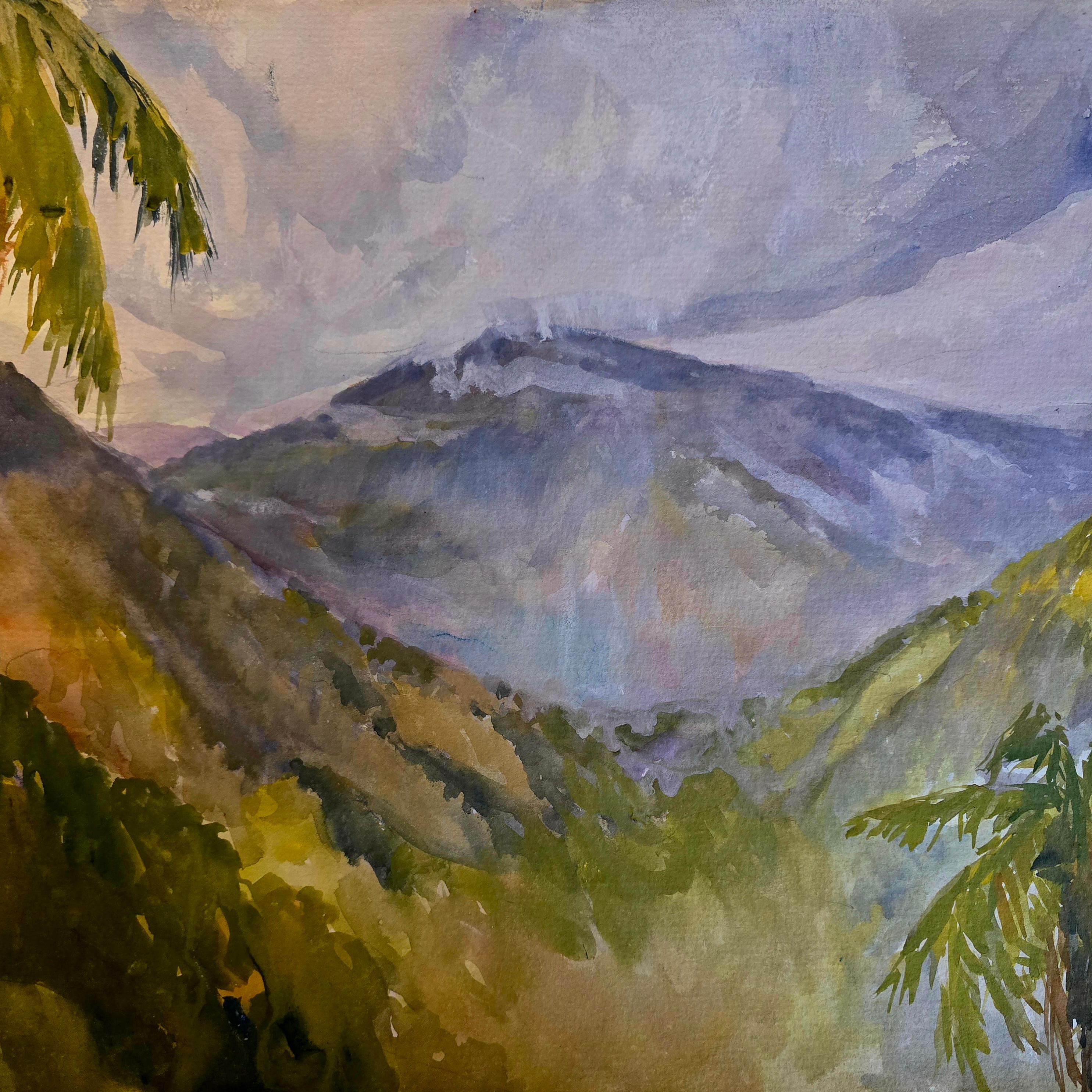 Looking West from Richmond Hill, Port Antonio, Jamaica - American Impressionist Painting by Philip Little