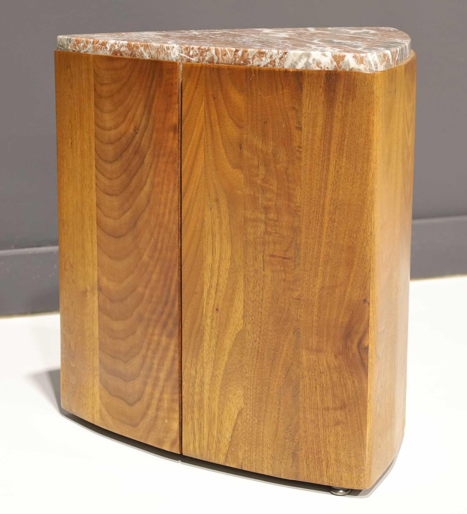 Mid-Century Modern Phillip Lloyd Powell Side Table in Walnut and Marble