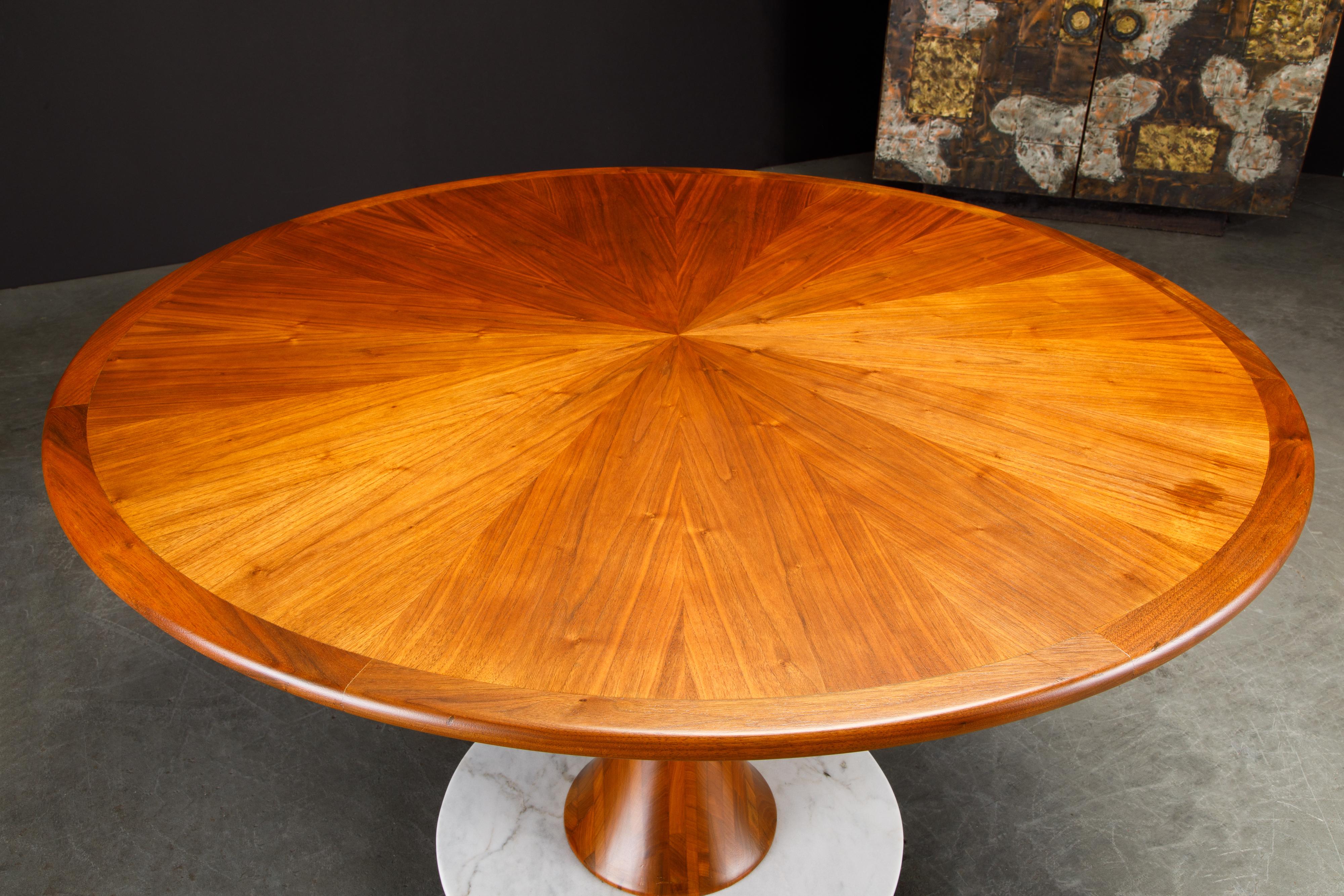 Philip Lloyd Powell Walnut, Marble and Ebonized Wood Center Dining Table, 1970s 8