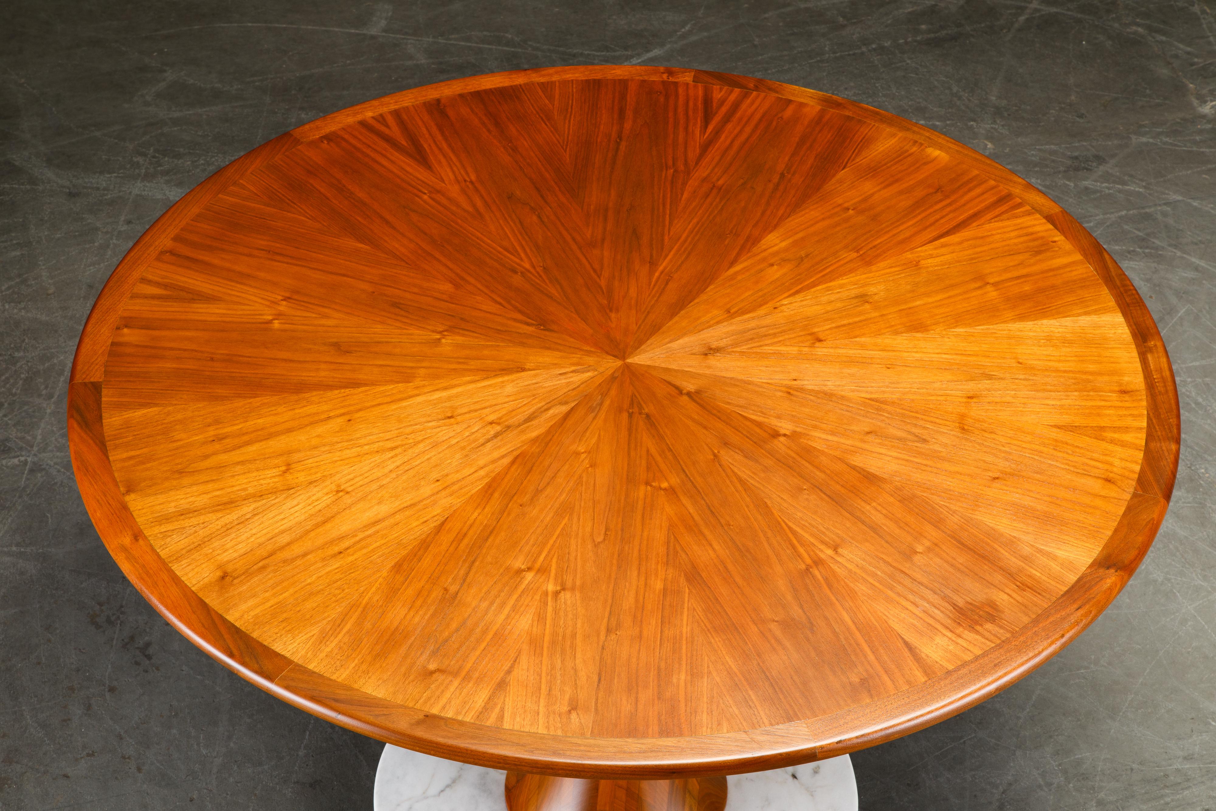 Philip Lloyd Powell Walnut, Marble and Ebonized Wood Center Dining Table, 1970s 9
