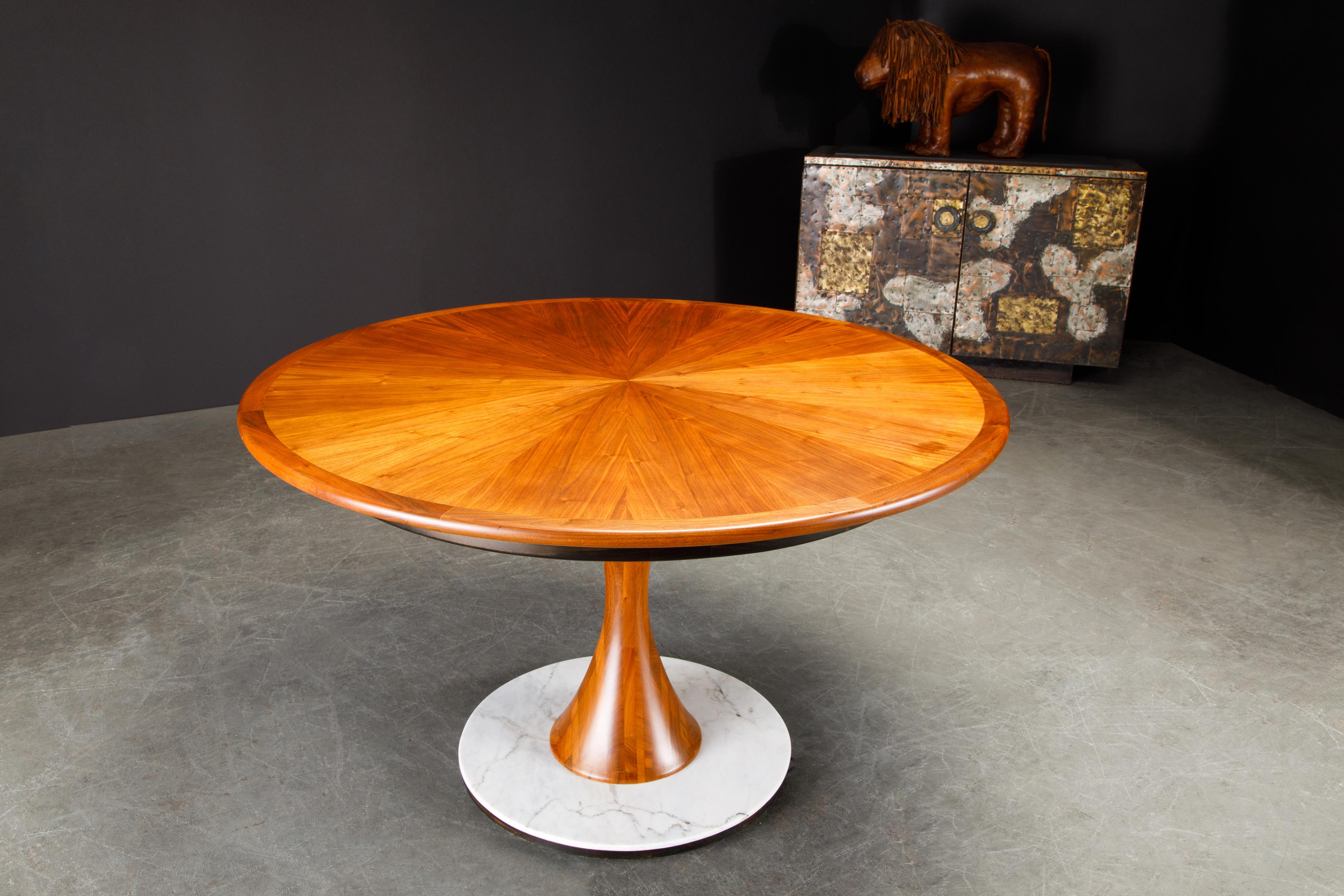 Philip Lloyd Powell Walnut, Marble and Ebonized Wood Center Dining Table, 1970s 12