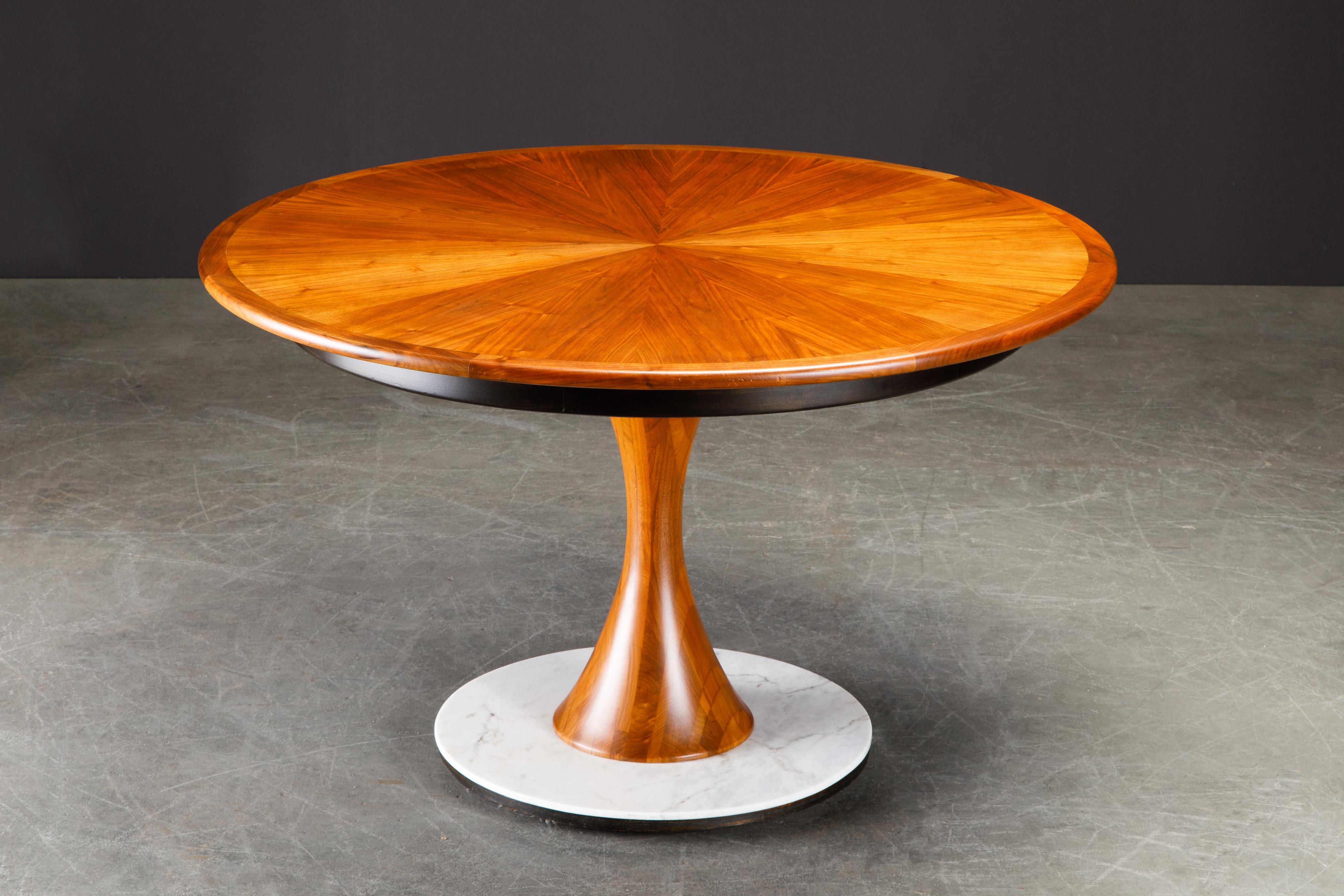 Late 20th Century Philip Lloyd Powell Walnut, Marble and Ebonized Wood Center Dining Table, 1970s