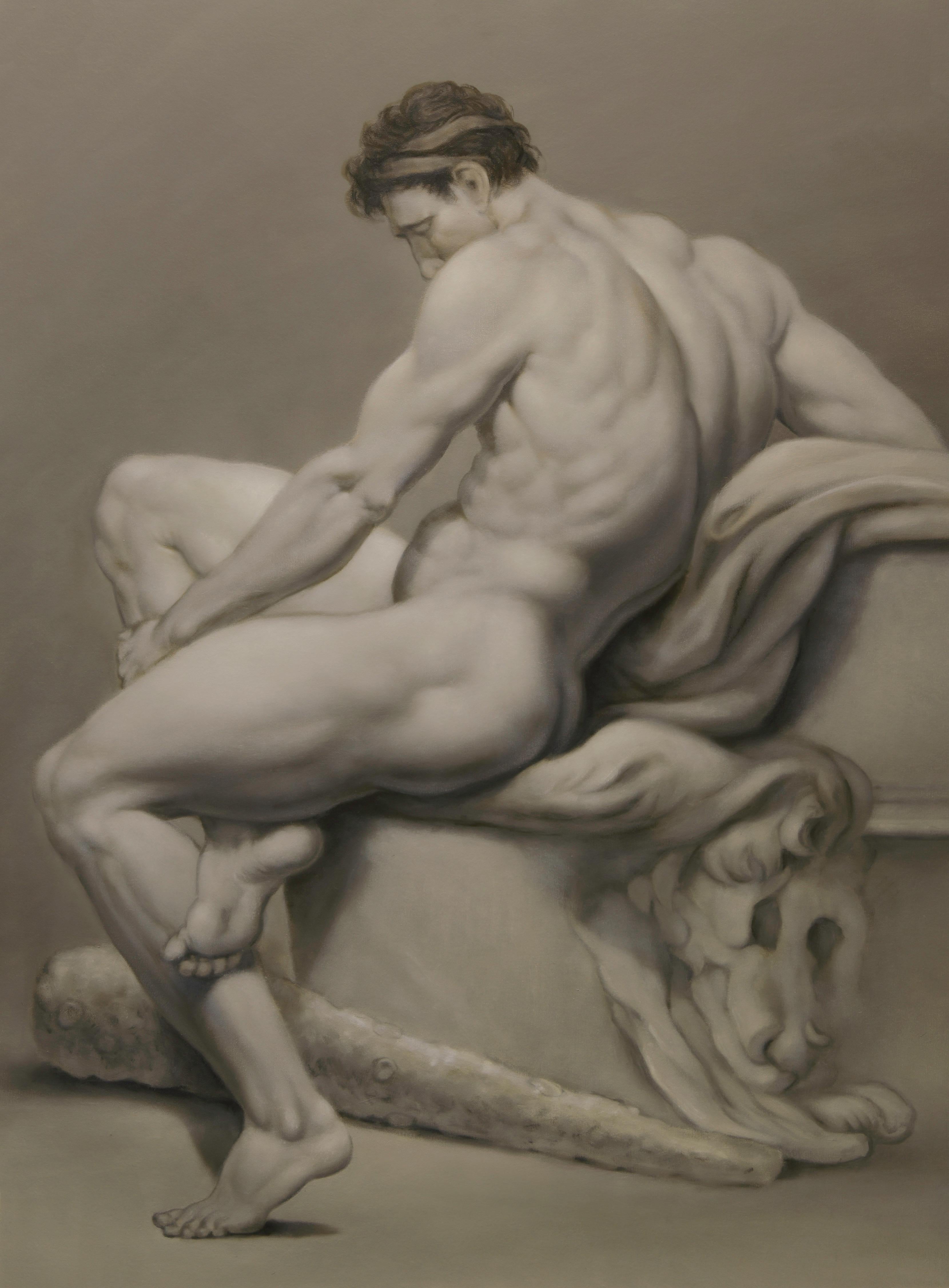 Hercules at Rest Large En Grisaille Oil Painting by Philip Melville Courtney
