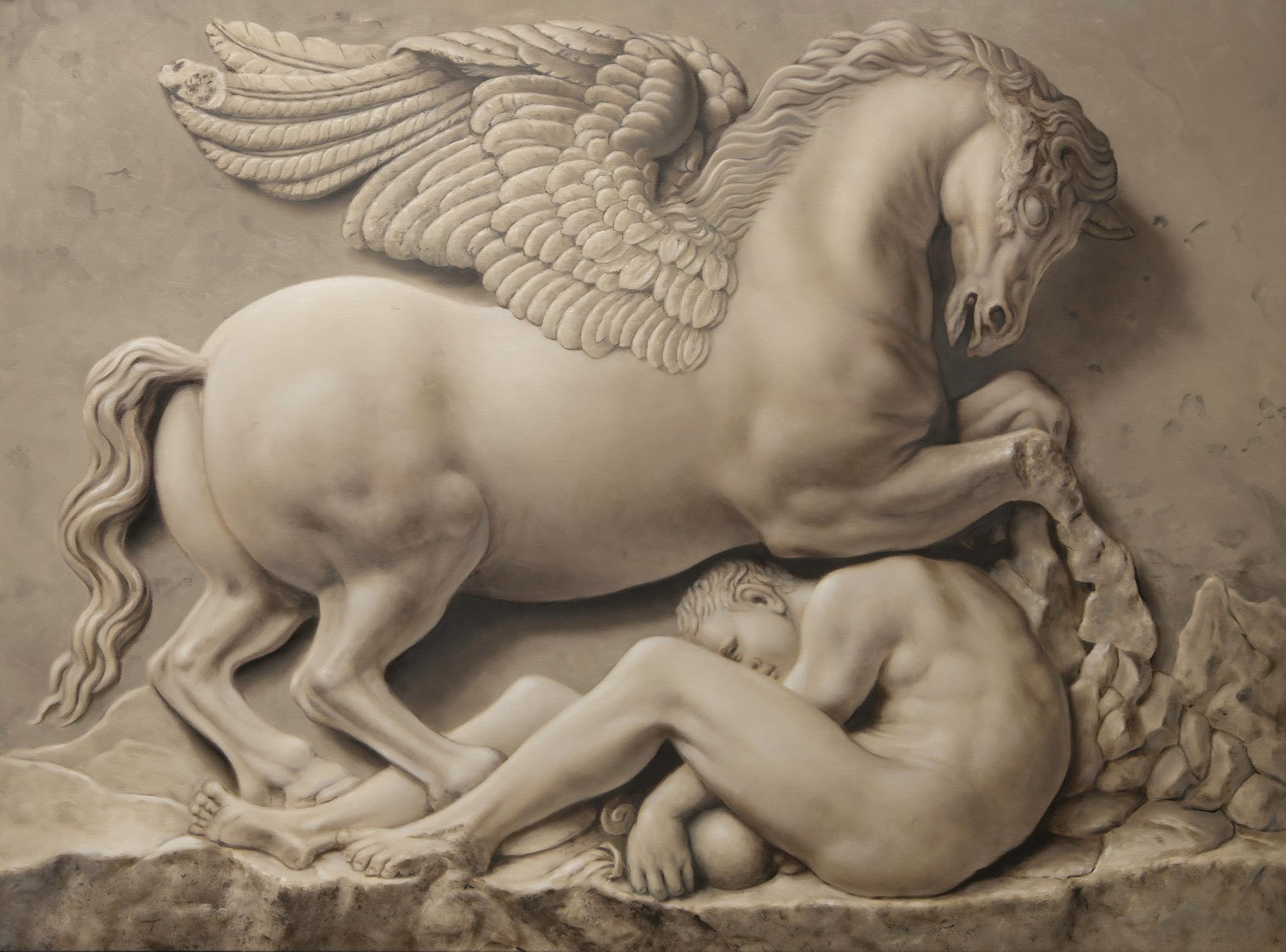Pegasus and Bellerophon Large Oil Painting on Canvas by Philip Melville Courtney