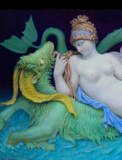 Venus and the Sea Monster Large Mythological Oil on Canvas Female Nude