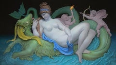 Venus and the Sea Monster Large Mythological Oil on Canvas Female Nude