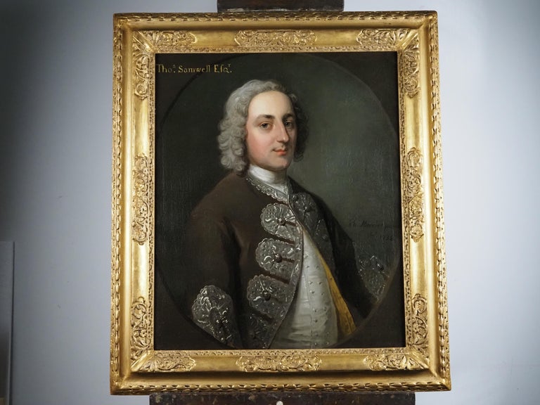 Portrait of Thomas Samwell of Upton - Black Portrait Painting by Philip Mercier