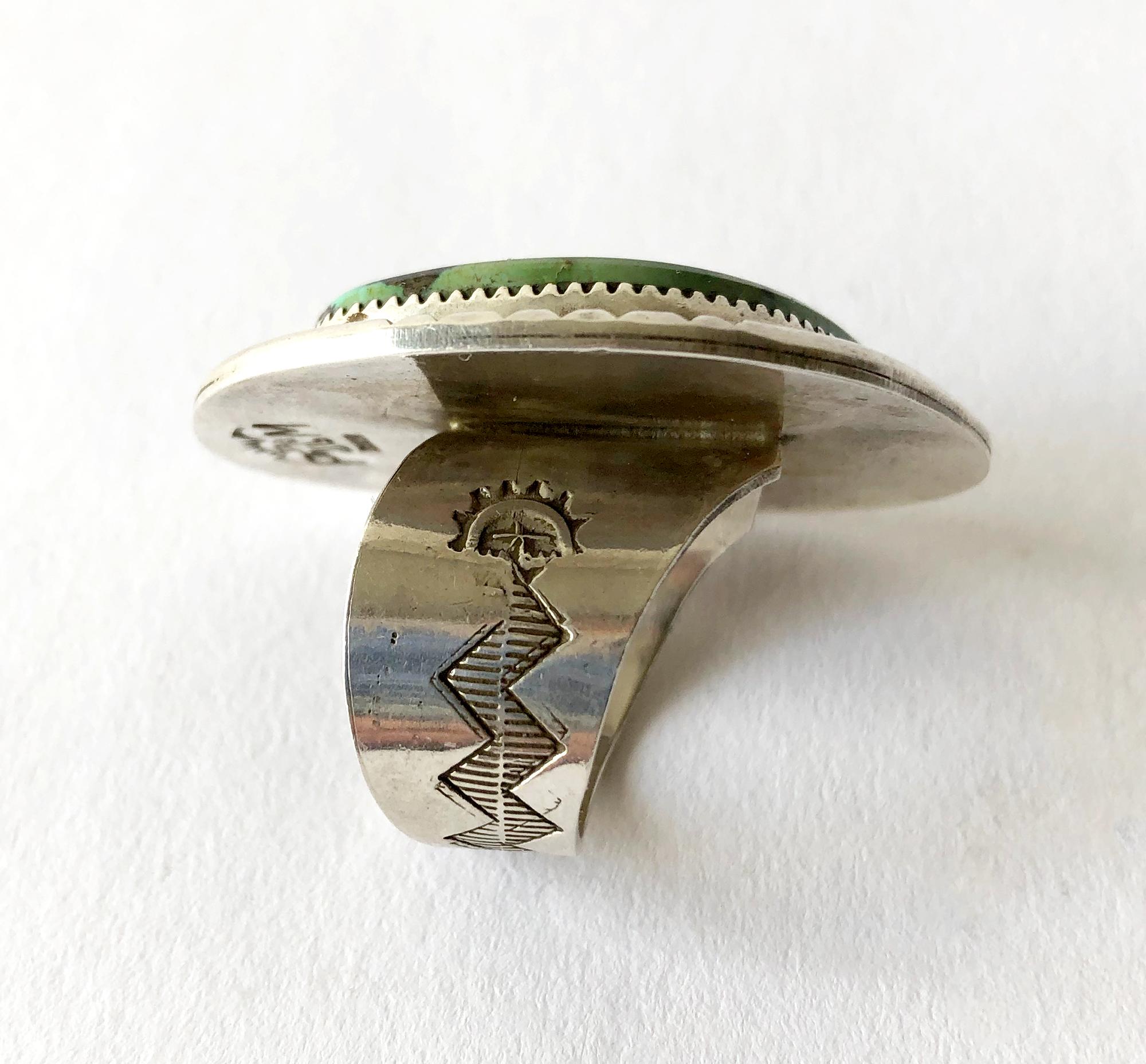 Native American Philip Morse Sterling Silver Turquoise Navajo Gentlemans Ring