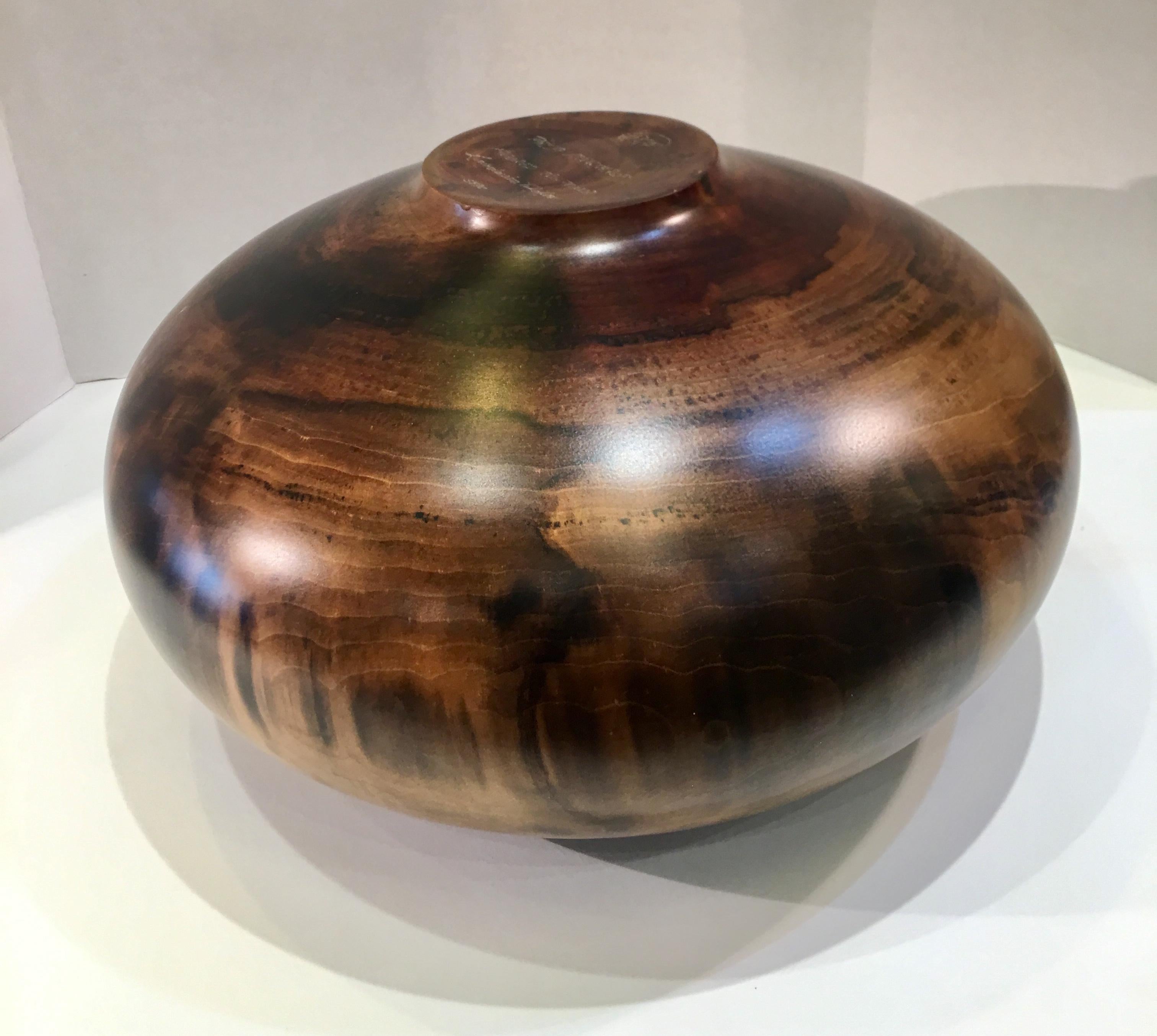 Late 20th Century Philip Moulthrop Large Scale Museum Quality Tulipwood Turned Vase Vessel Bowl