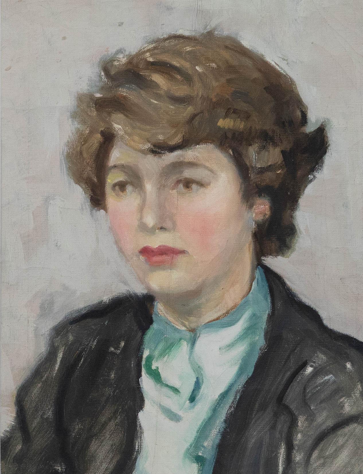 Attribut. Philip Naviasky (1894-1983) - Gerahmtes Ölgemälde, Porträt aus der Mitte des 20. Jahrhunderts im Angebot 1