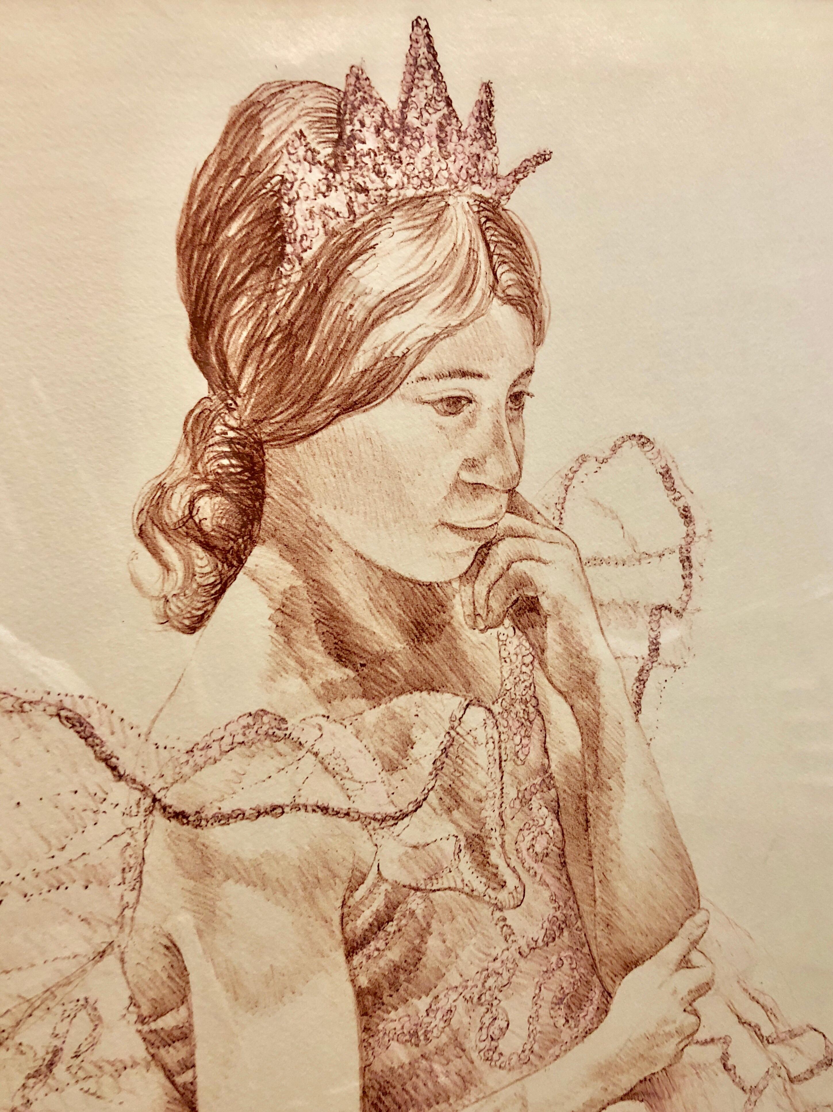 Lithographie colorée du moderniste américain « Girl in Ballerina Dress » (chaise Thonet) - Print de Philip Pearlstein