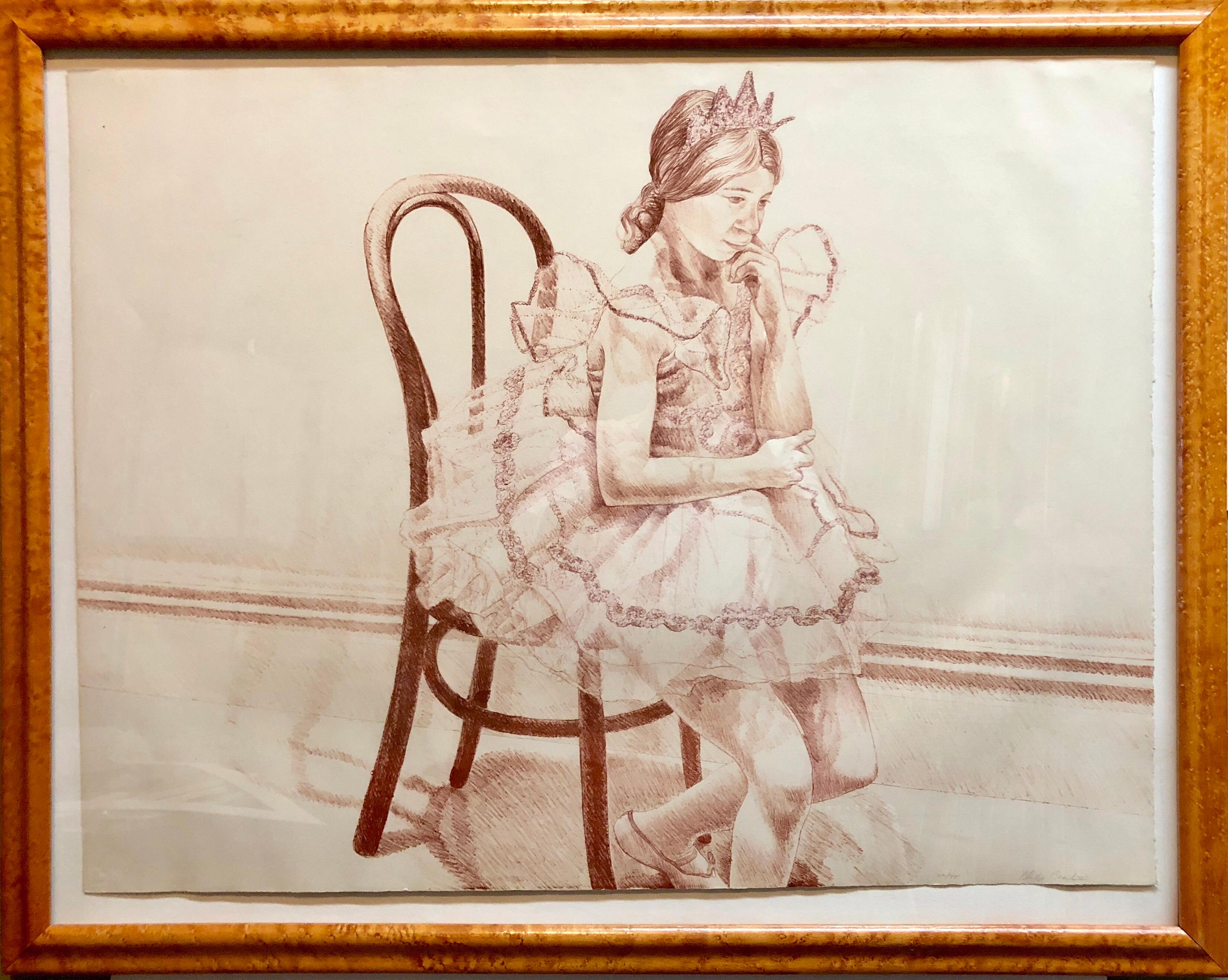 Lithographie colorée du moderniste américain « Girl in Ballerina Dress » (chaise Thonet) en vente 3