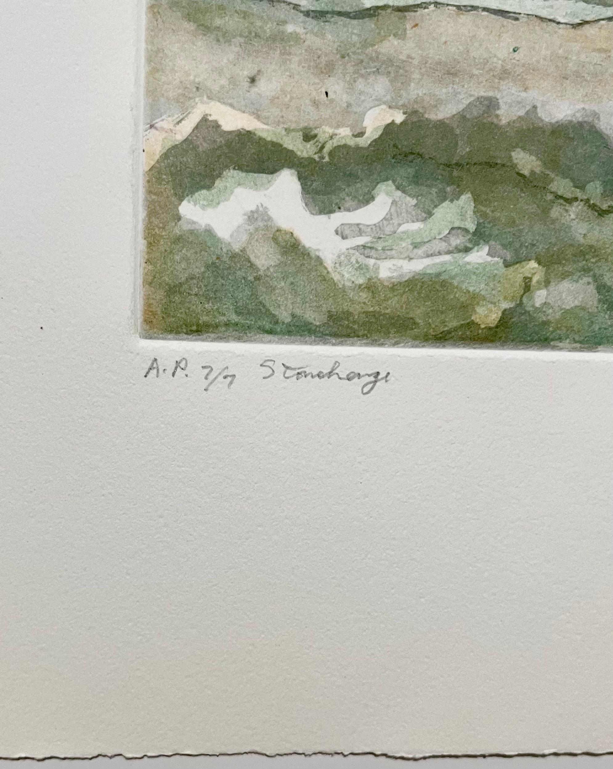 Gran paisaje moderno americano de Stonehenge Aguafuerte Philip Pearlstein en venta 4