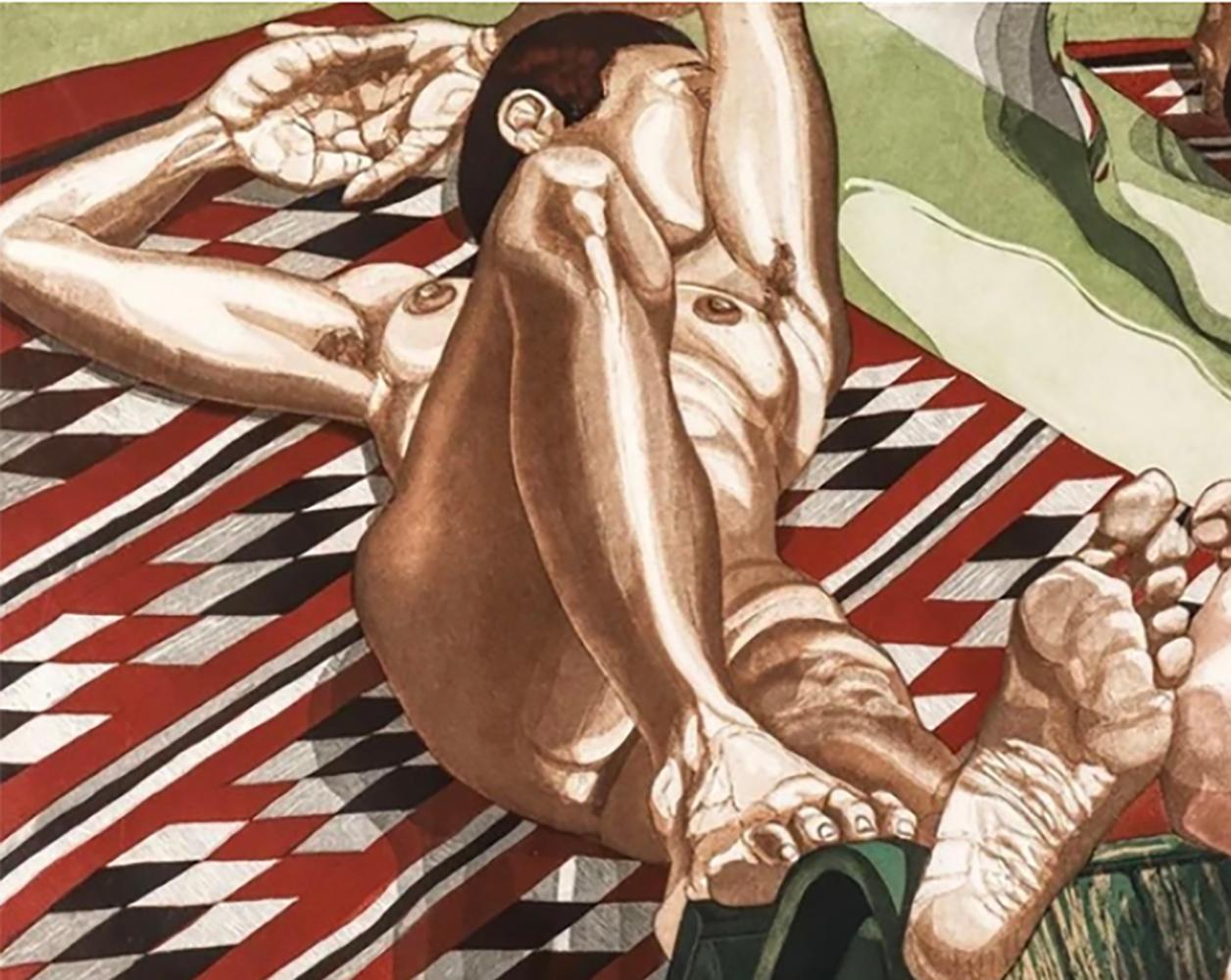 Modelle mit Spiegel, Ed. /60 (Braun), Nude Print, von Philip Pearlstein