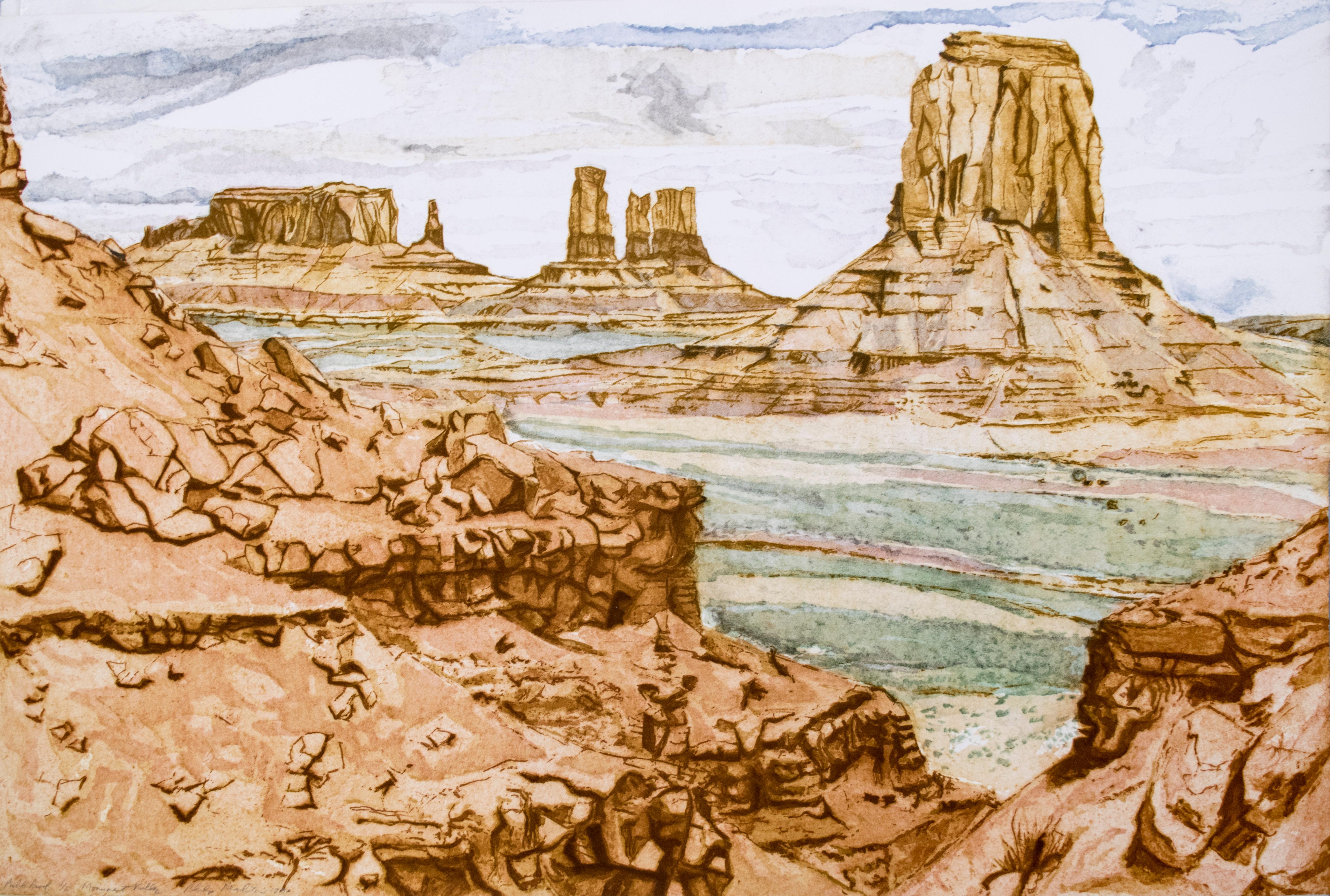 Philip Pearlstein Landscape Print - Monument Valley