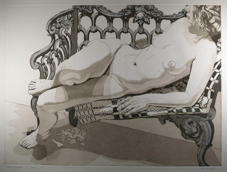 Philip Pearlstein Nude Print - Nude on a Silver Bench