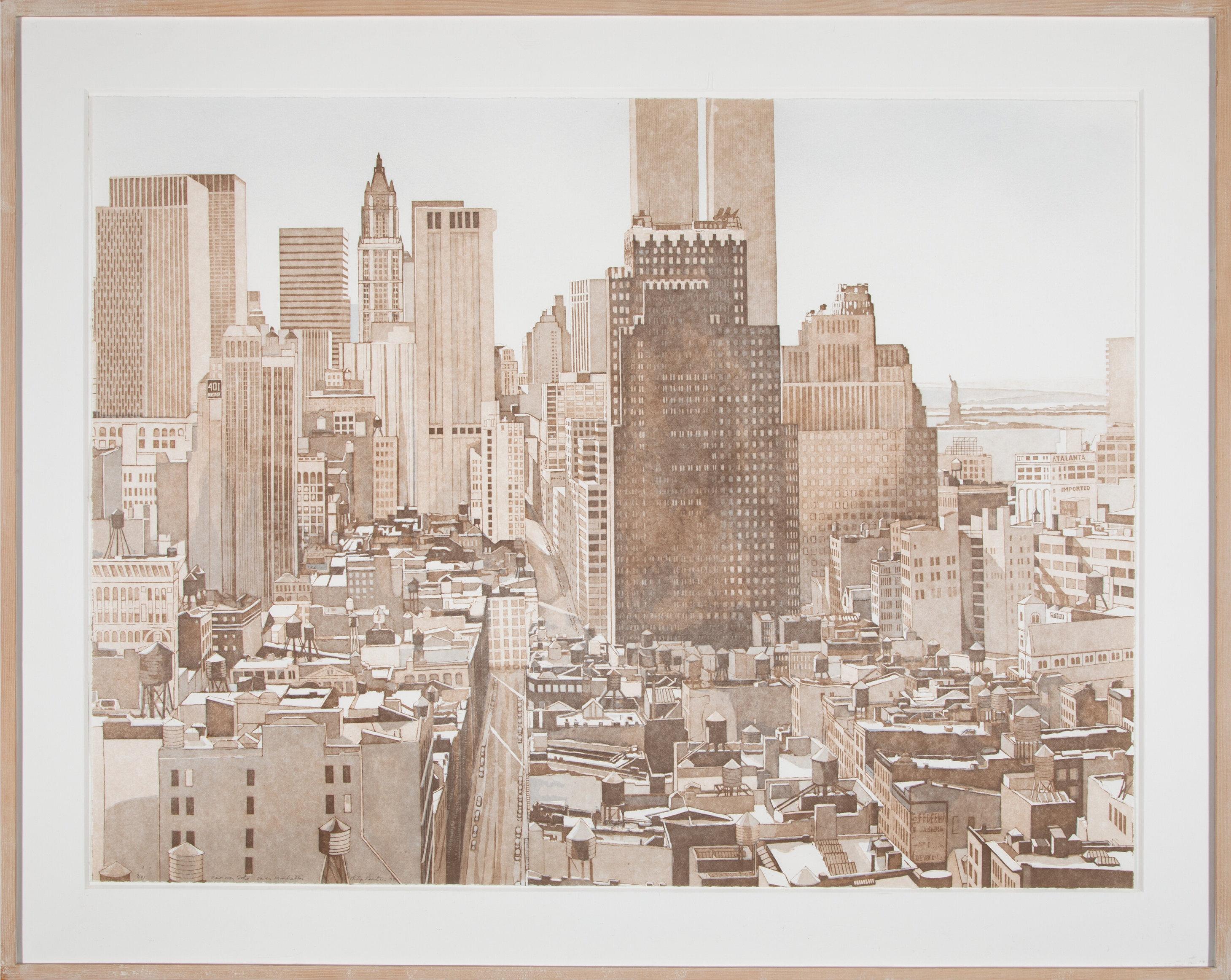 Philip Pearlstein 'View Over Soho, Lower Manhattan' NYC signed, print  For Sale 2